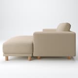 綿麻バスケット織ソファ本体３Ｓフェザーポケットコイルカウチタイプ左カバーベージュ