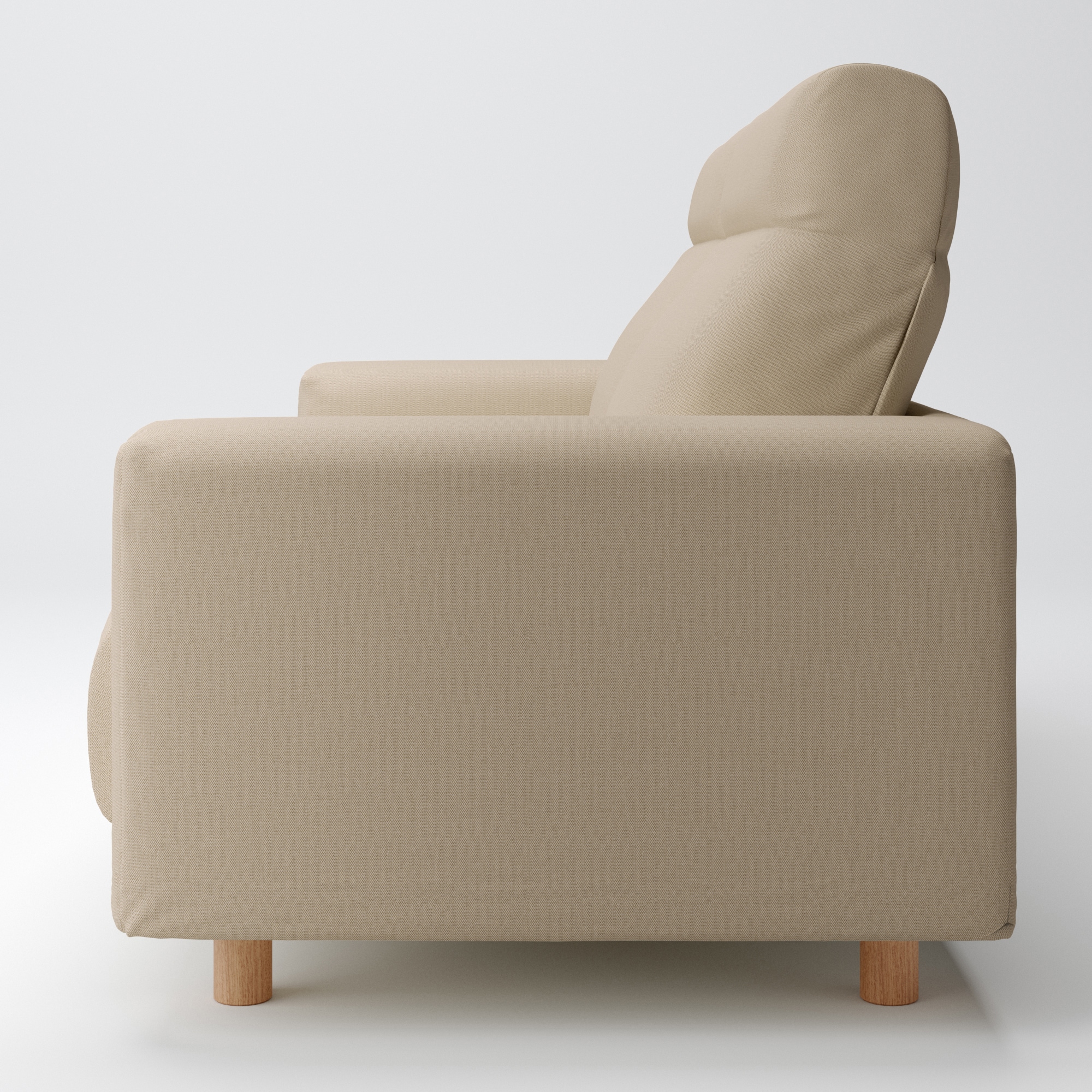 綿麻バスケット織ソファ本体２．５Ｓフェザーポケットコイルハイバックカバーベージュ