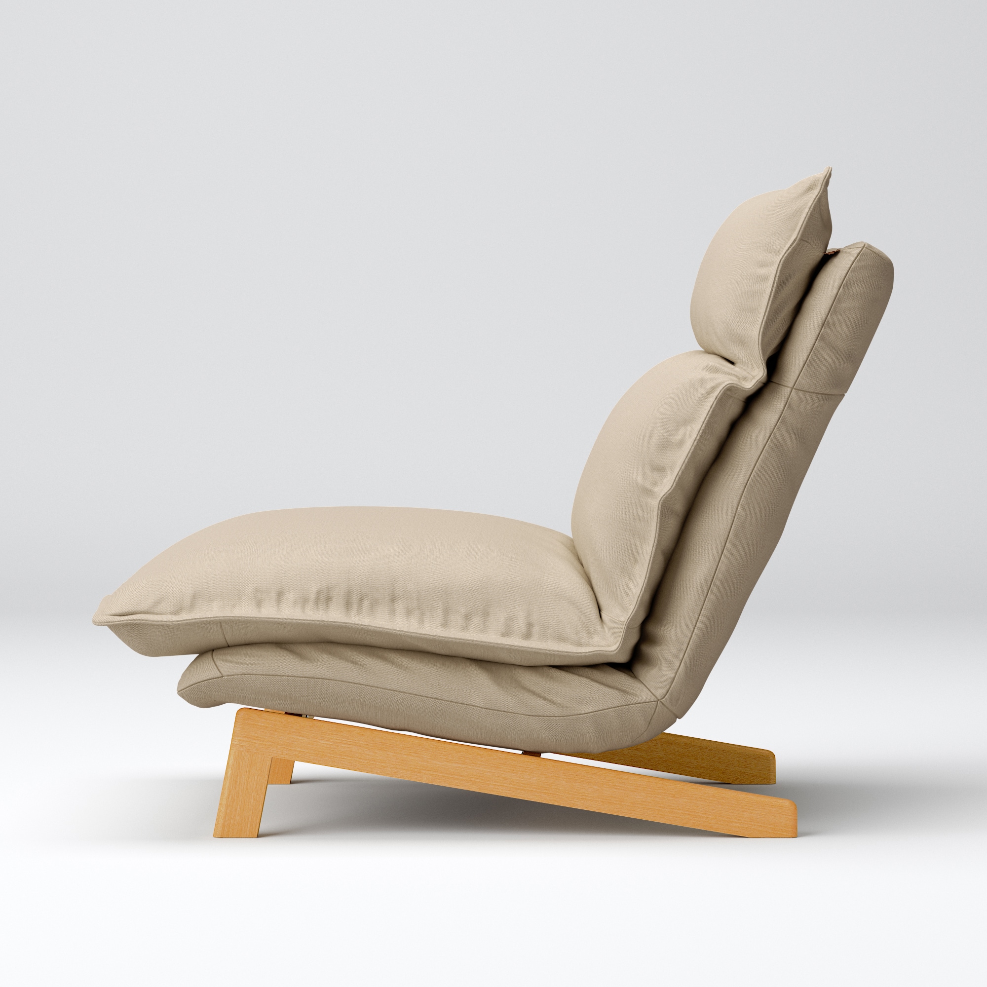 綿麻バスケット織ハイバックリクライニングソファ・１シーター用カバー／ベージュ