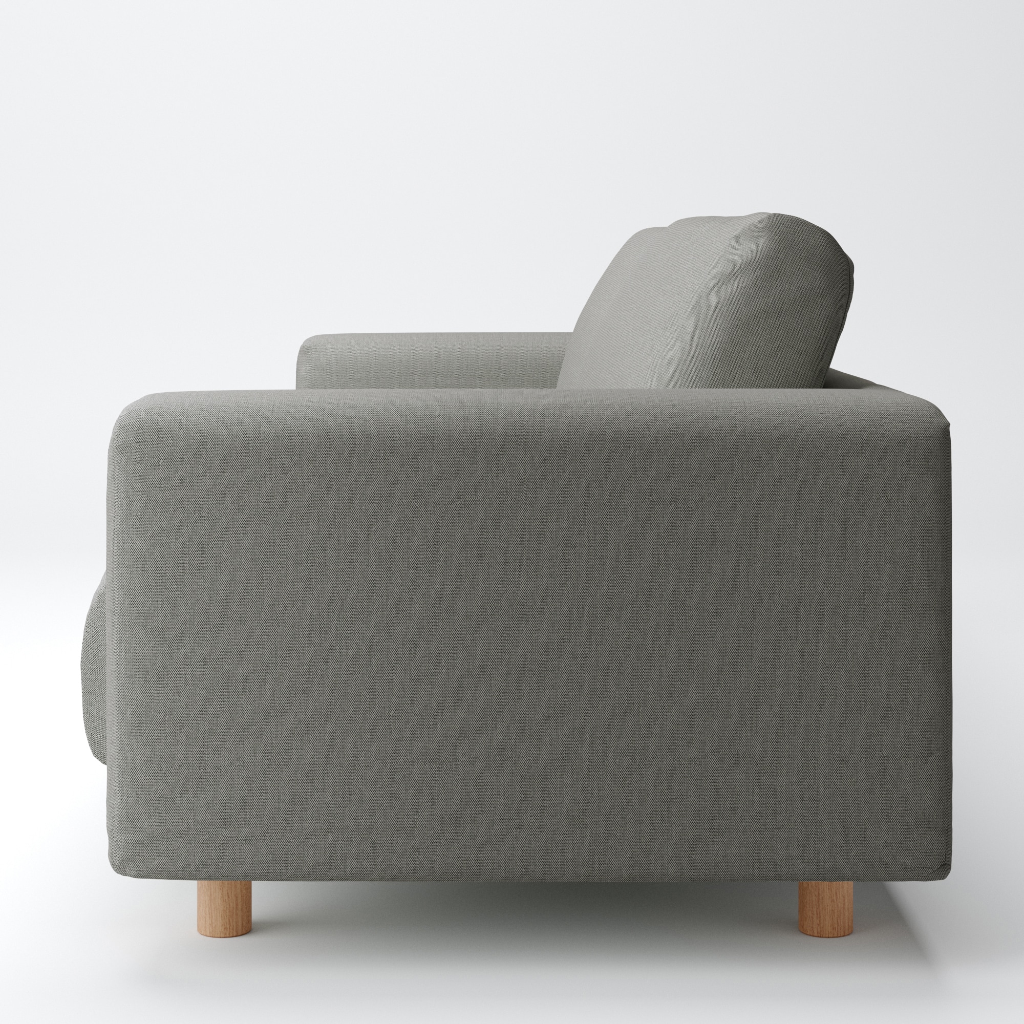 綿麻バスケット織ソファ本体３シーター・フェザー・ポケットコイル用カバーチャコール