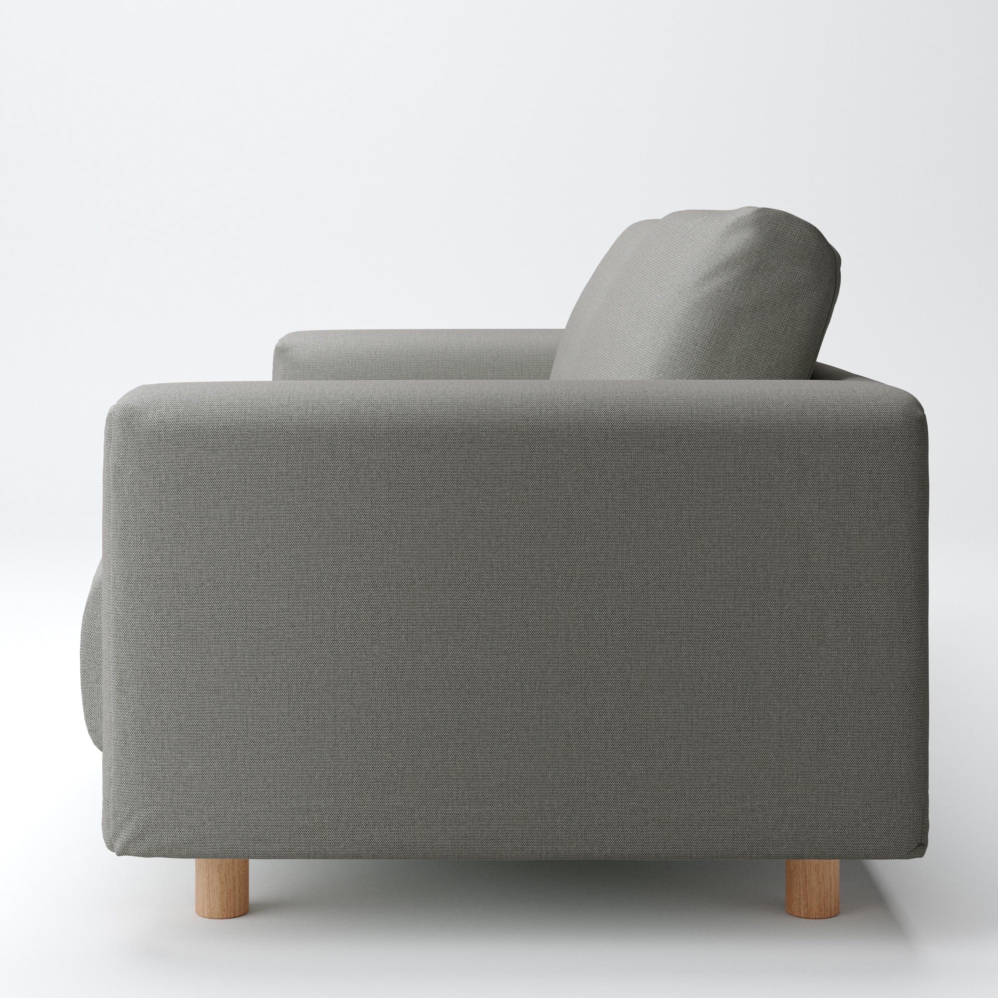 綿麻バスケット織ソファ本体２．５シーターフェザーポケットコイル用カバーチャコール