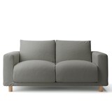 綿麻バスケット織ソファ本体２シーター・フェザー・ポケットコイル用カバーチャコール