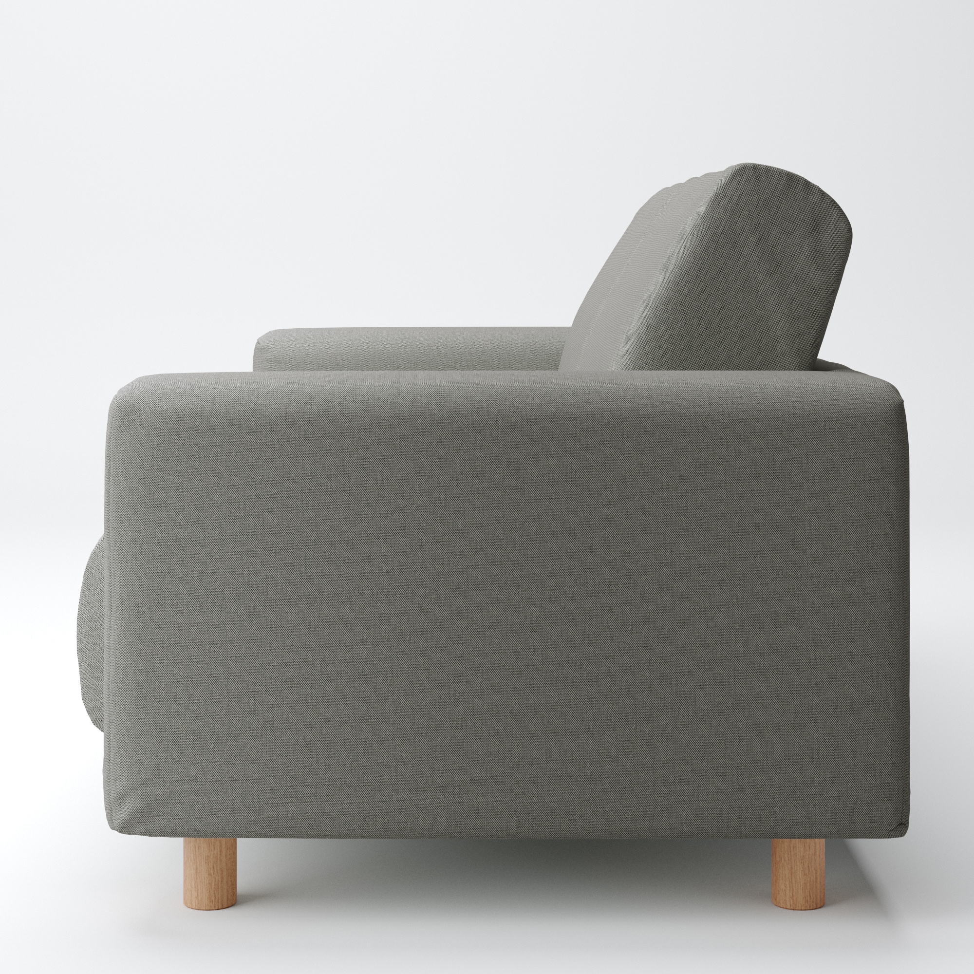 綿麻バスケット織ソファ本体２シーター・ウレタン・ポケットコイル用カバーチャコール