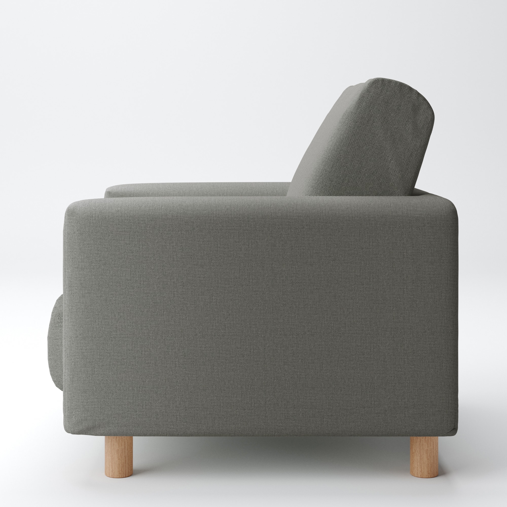 綿麻バスケット織ソファ本体１シーター・ウレタン・ポケットコイル用カバーチャコール