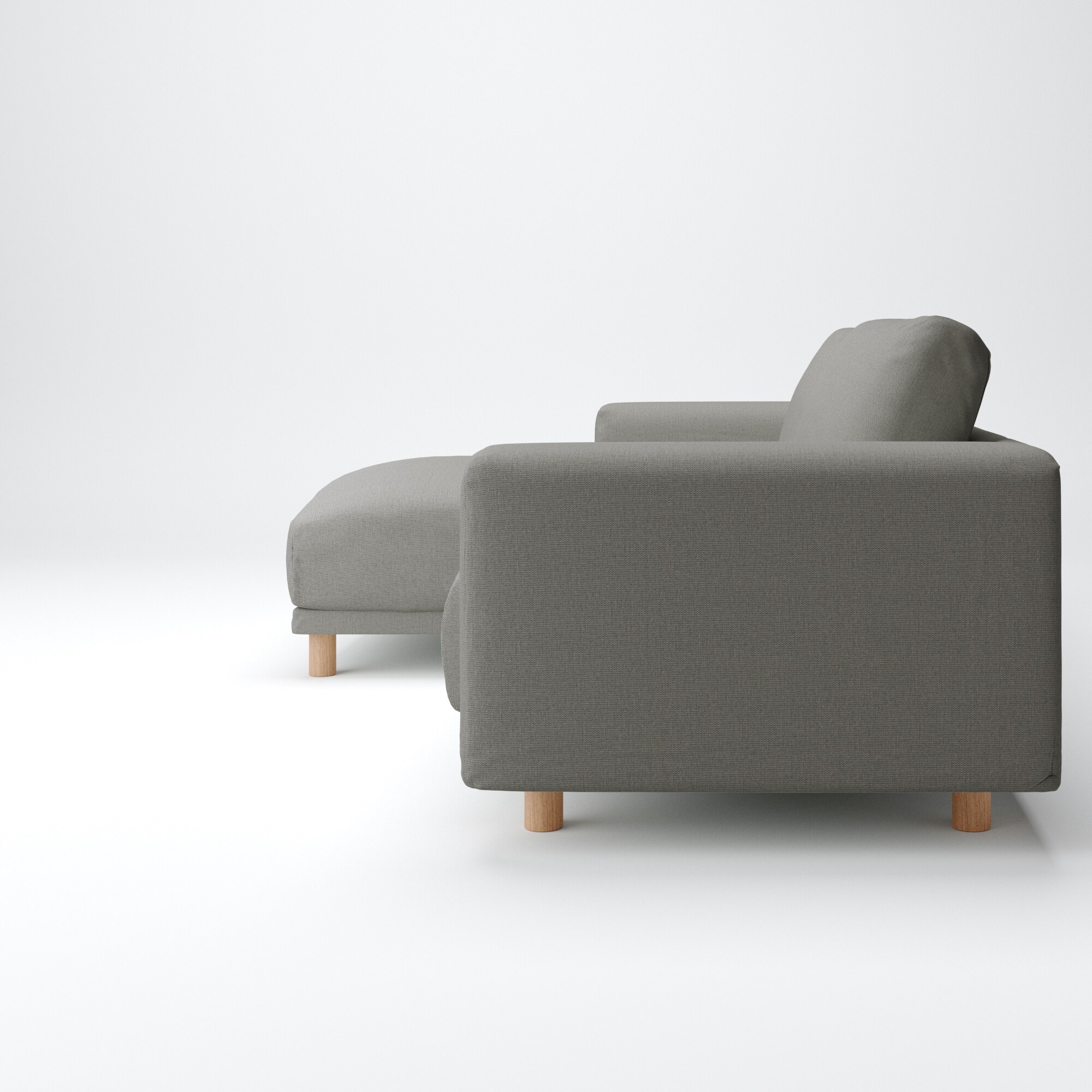 綿麻バスケット織ソファ本体3Sフェザーポケットコイルカウチ右用