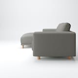 綿麻バスケット織ソファ本体３Ｓフェザーポケットコイルカウチ右用カバー／チャコール