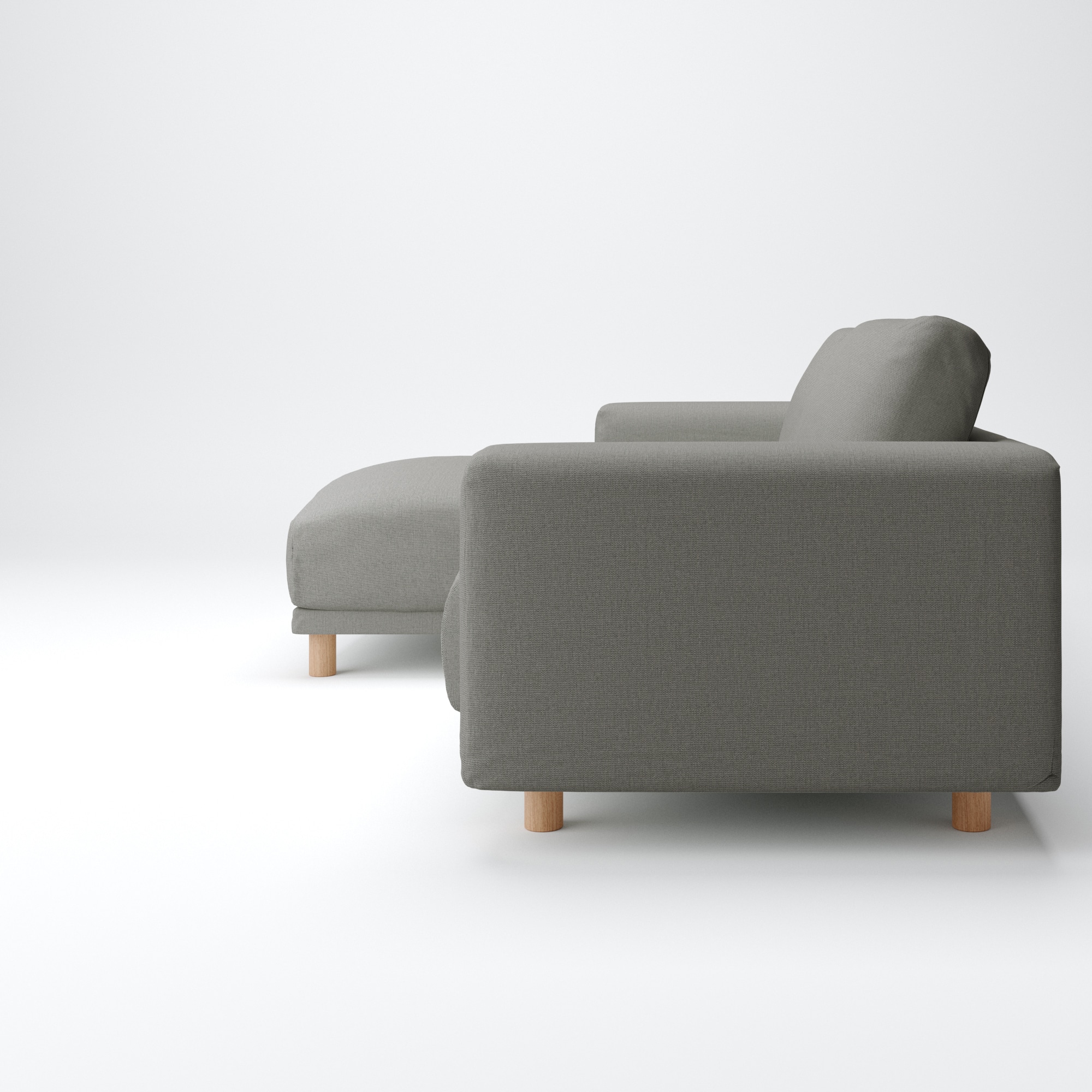 綿麻バスケット織ソファ本体３Ｓフェザーポケットコイルカウチ右用カバー／チャコール