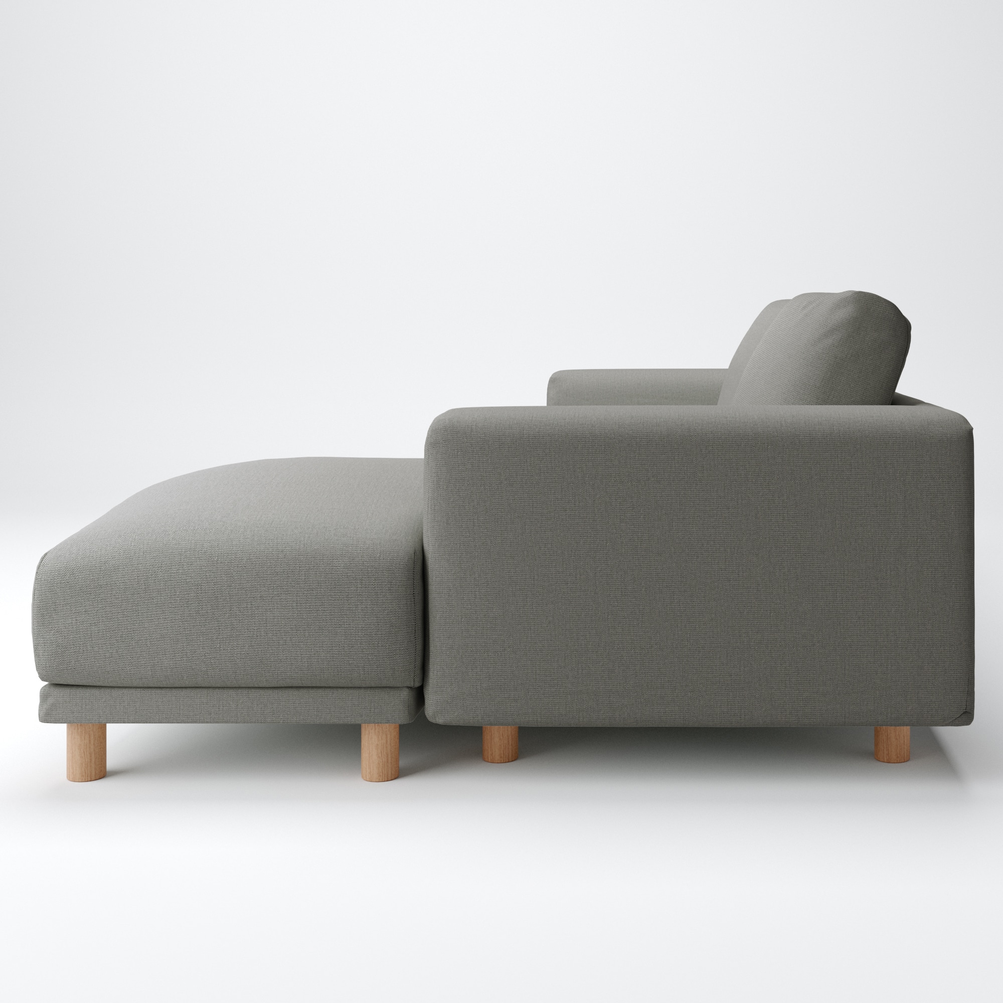 綿麻バスケット織ソファ本体３Ｓフェザーポケットコイルカウチ左用カバー／チャコール