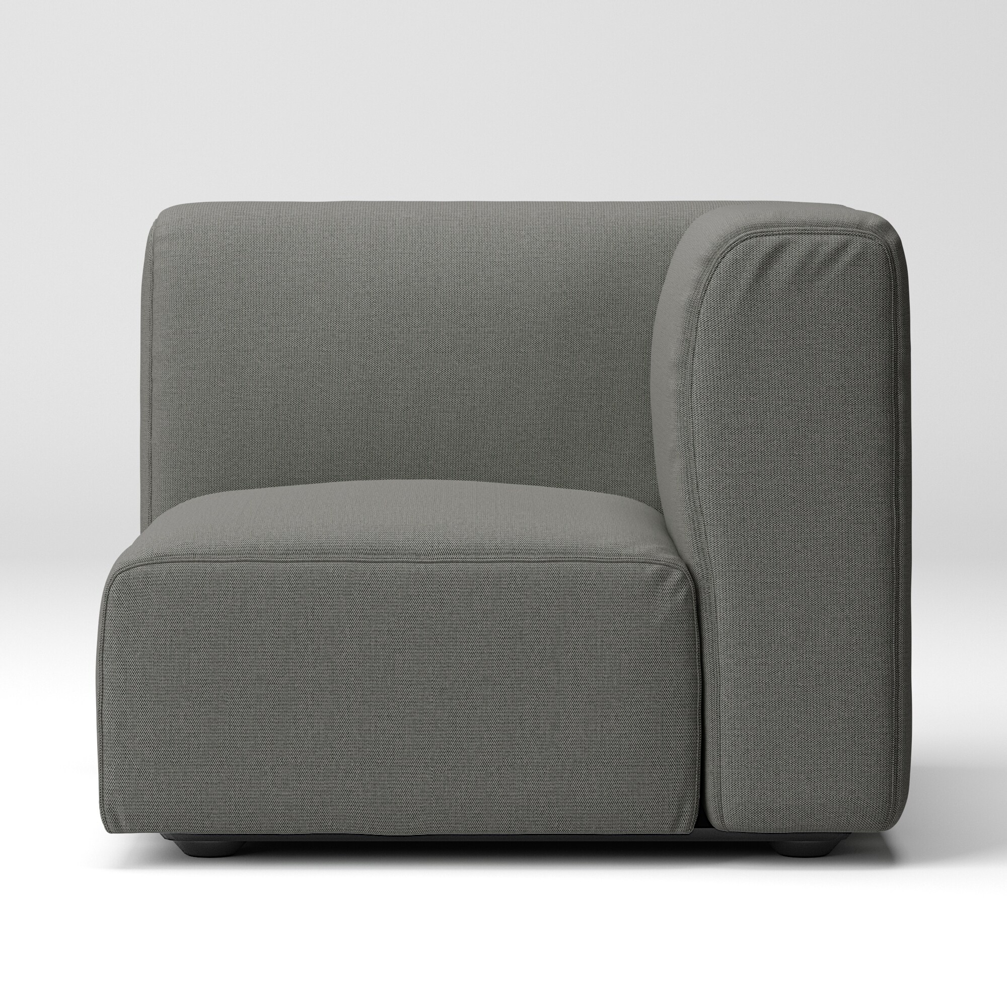 綿麻バスケット織ユニットソファアーム付・小用カバー／チャコール