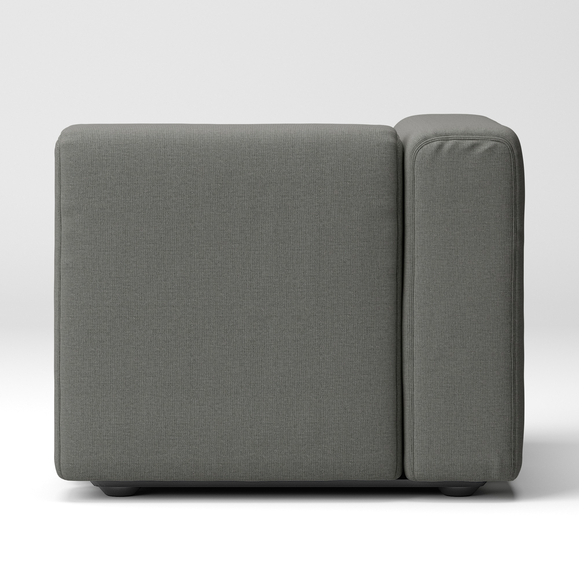 綿麻バスケット織ユニットソファアーム付・小用カバー／チャコール