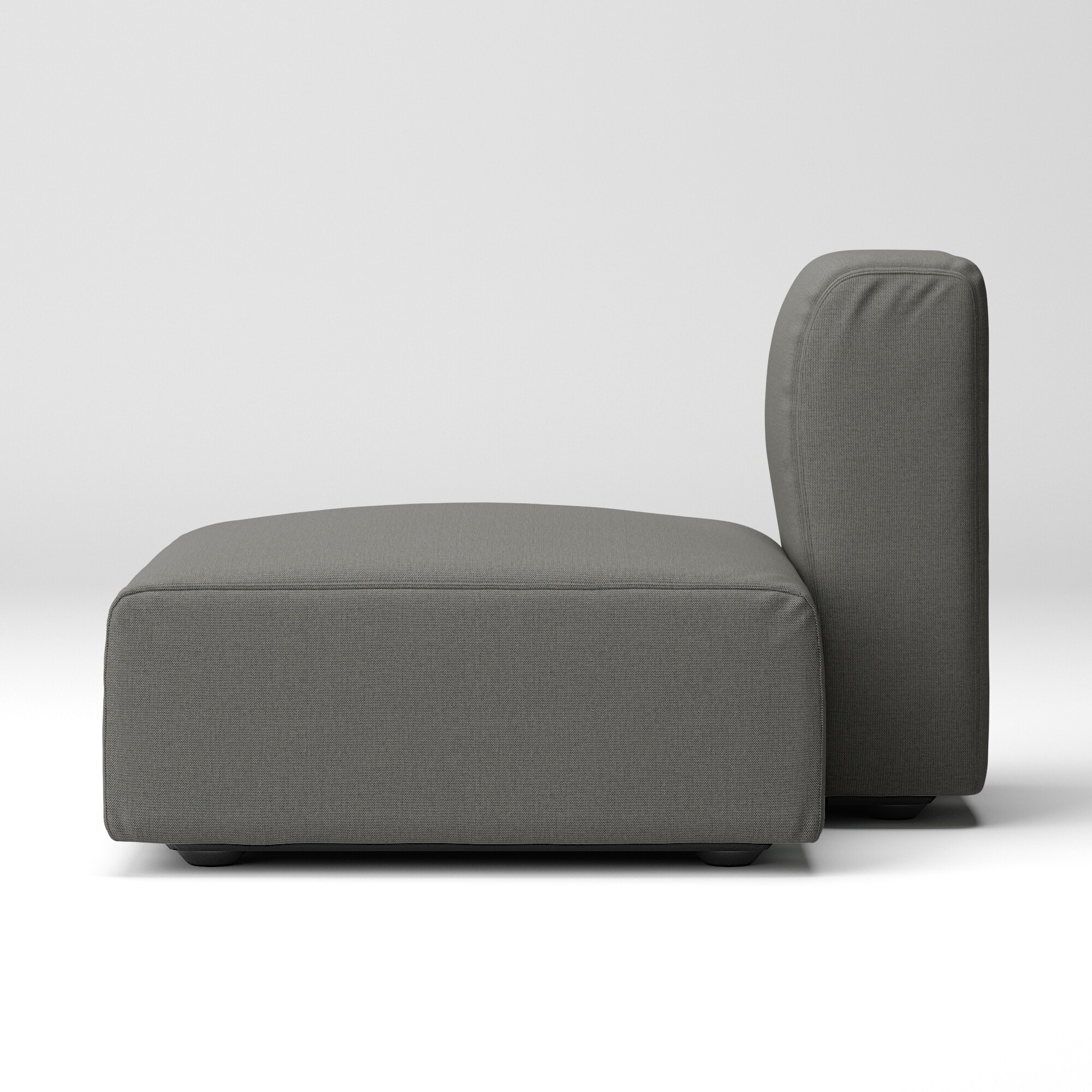 綿麻バスケット織ユニットソファ・ハーフバックレスト・大用カバー／チャコール