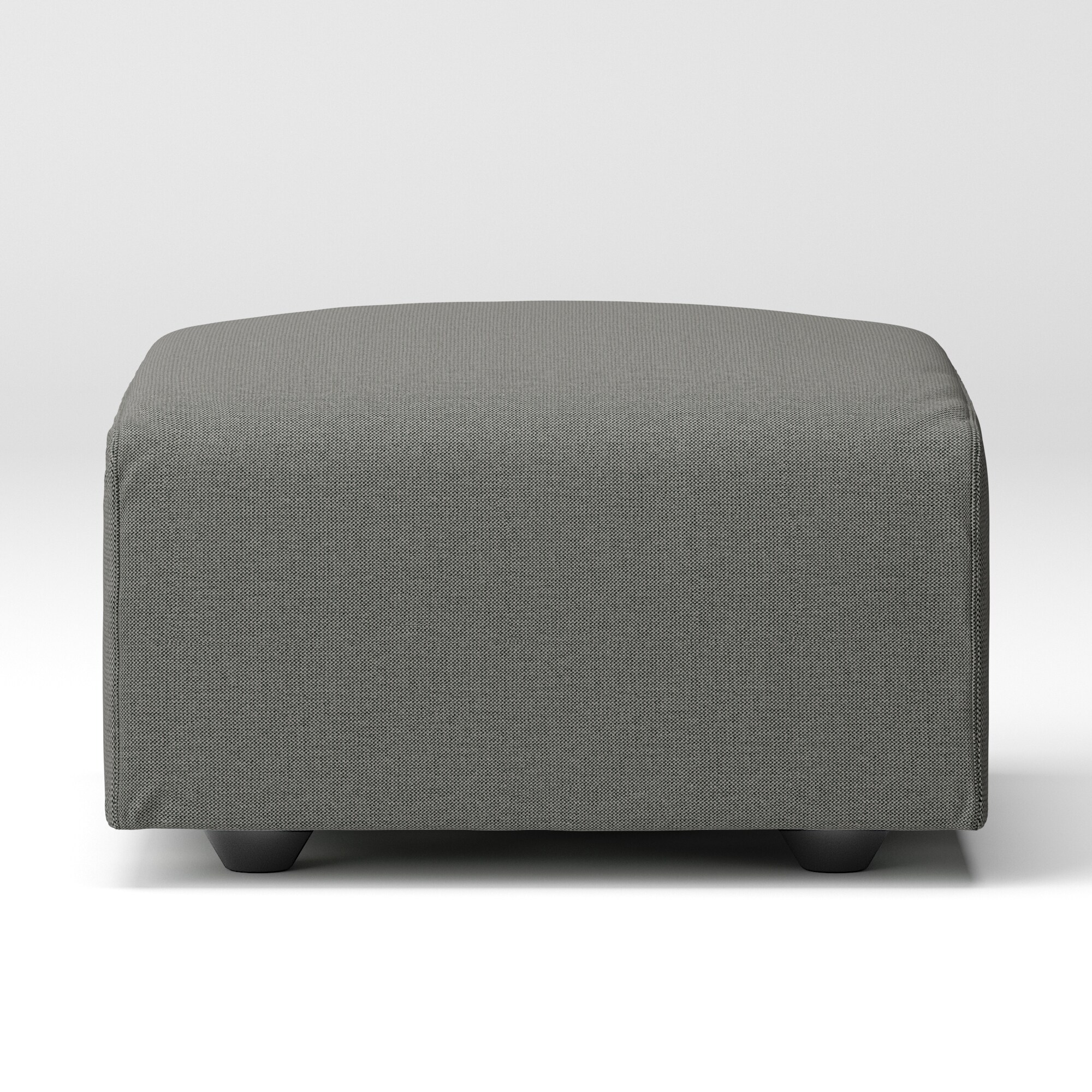 綿麻バスケット織ユニットソファオットマン・小用カバー／チャコール