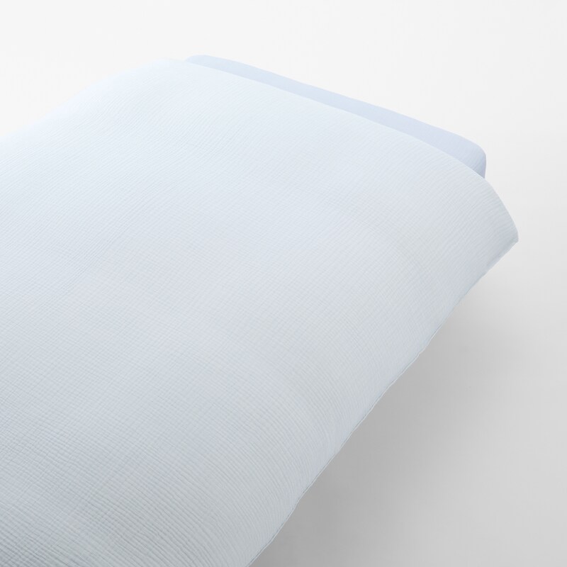 綿三重ガーゼ掛ふとんカバー・K／ライトブルーミニチェック | 無印良品 