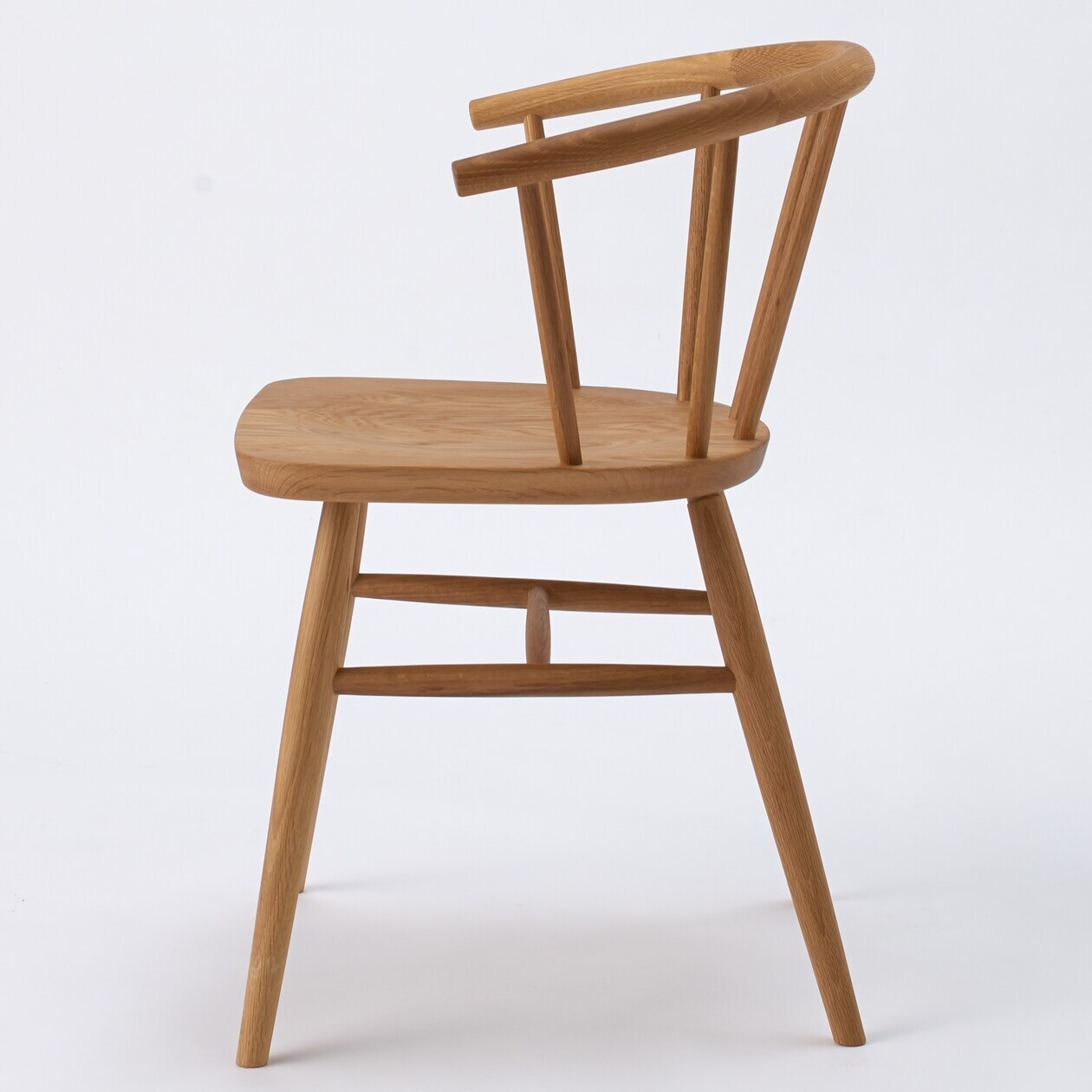 オーク材アームチェア・丸脚