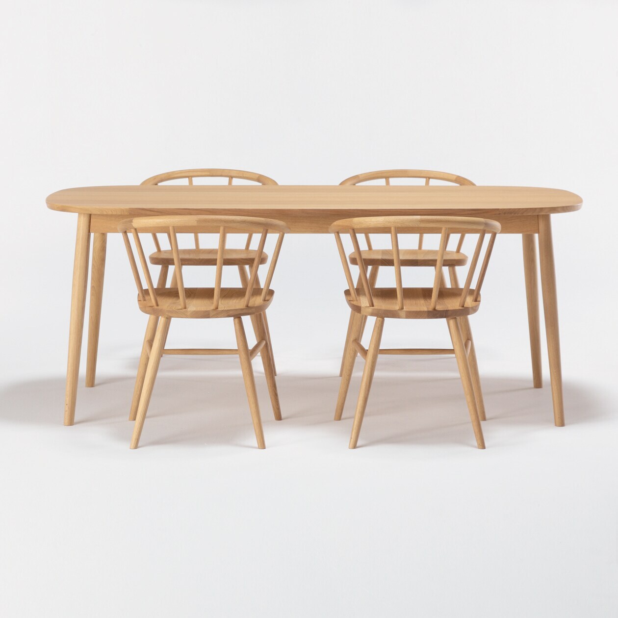 オーク材アームチェア・丸脚