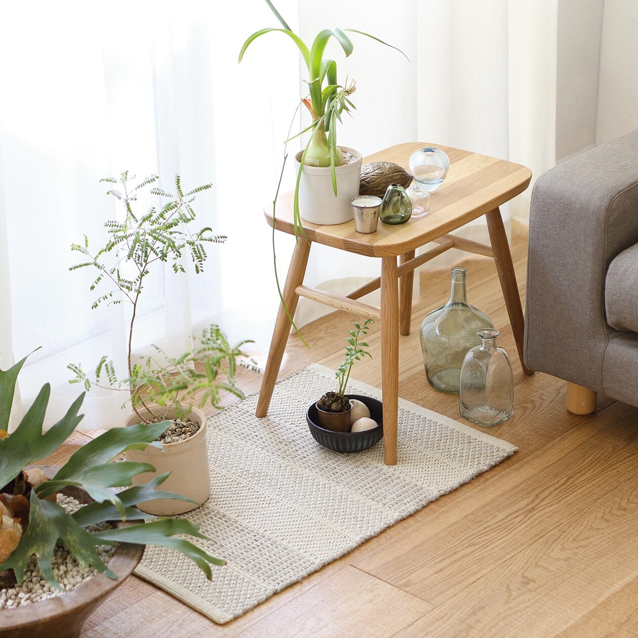 オーク材スツール・丸脚