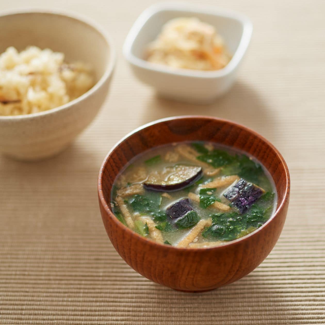 食べるスープ 揚げ茄子とほうれん草の味噌汁 ４食 通販 無印良品