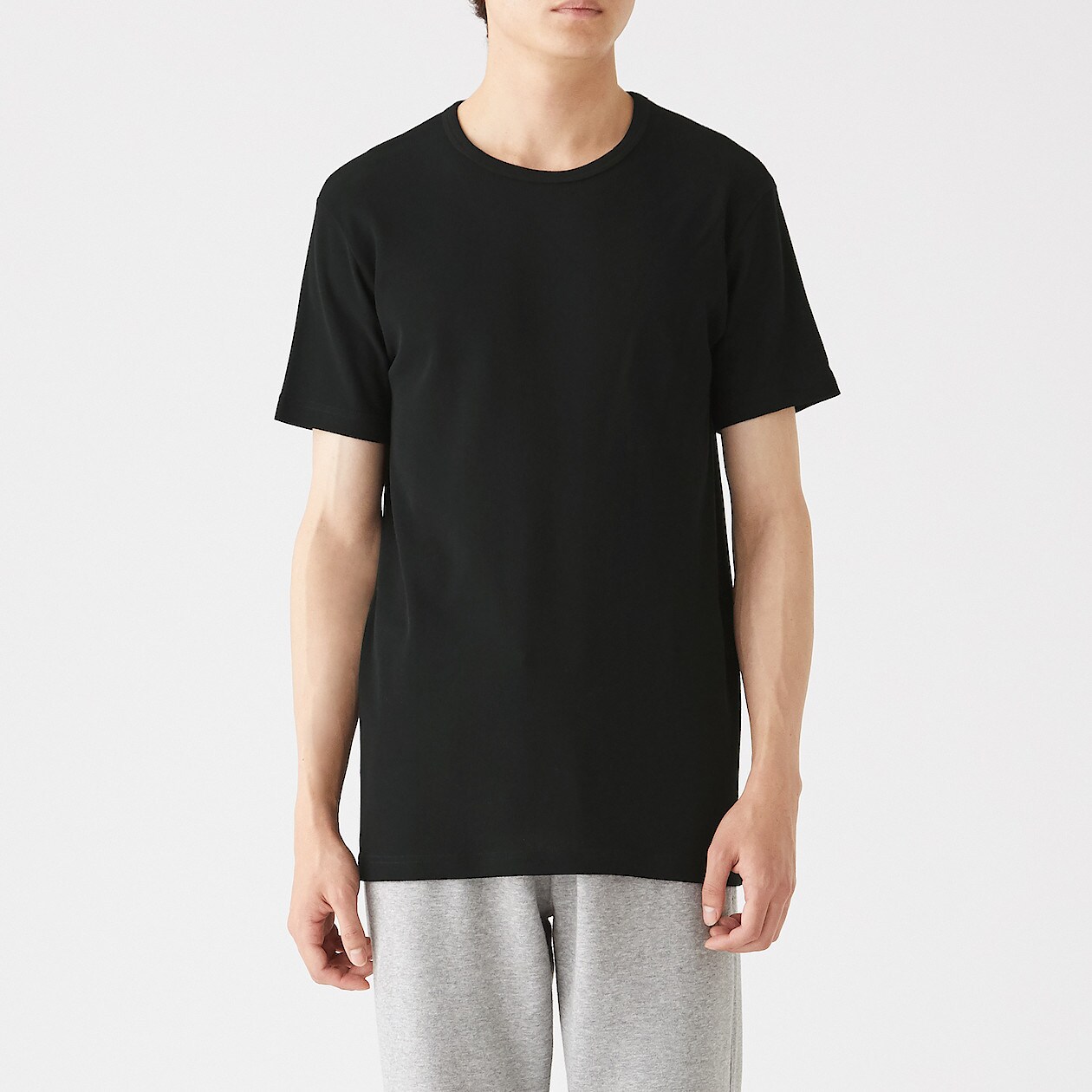 綿でさらっとクルーネック半袖ｔシャツ 紳士ｍ 黒 さらっとインナー 紳士 メンズウェア 通販 無印良品