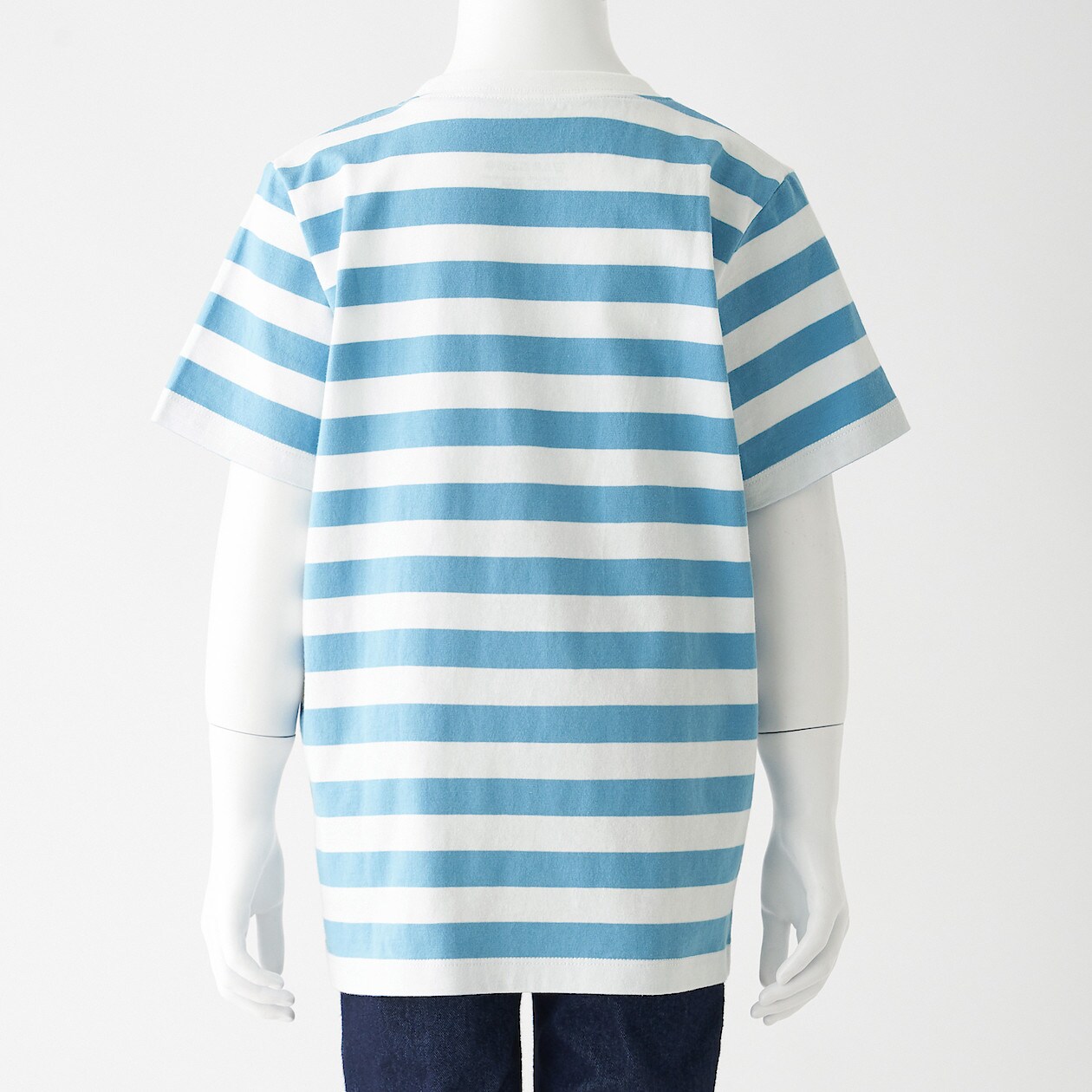 インド綿天竺編み ボーダー半袖ｔシャツ キッズ キッズ１２０ ブルー 入園 入学 おすすめ特集 通販 無印良品