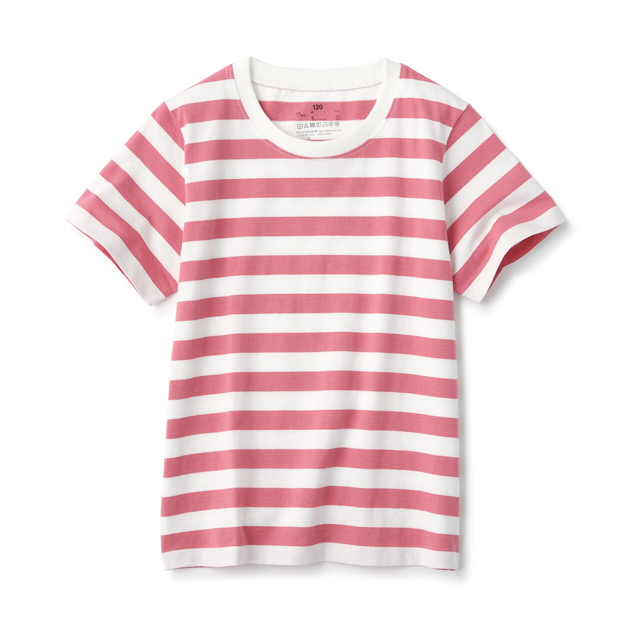 インド綿天竺編み ボーダー半袖ｔシャツ キッズ キッズ１４０ ローズ 入園 入学 おすすめ特集 通販 無印良品