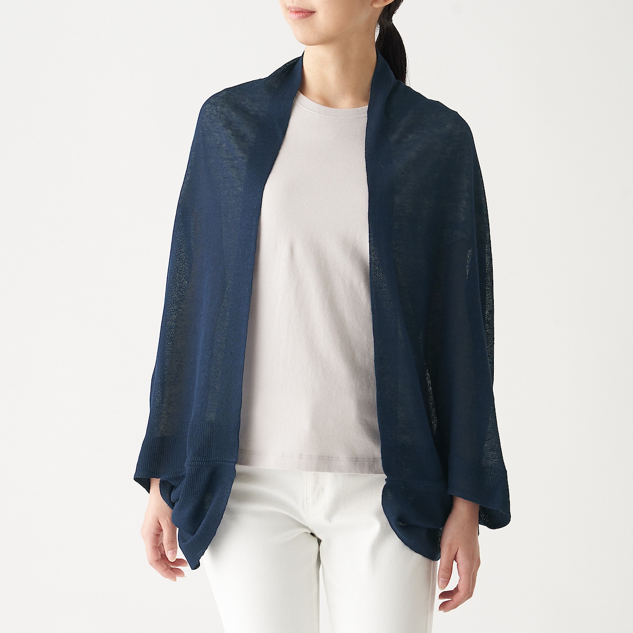 ｕｖカット フレンチリネンボレロ １３５ ３５ｃｍ ネイビー ストール マフラー 通販 無印良品