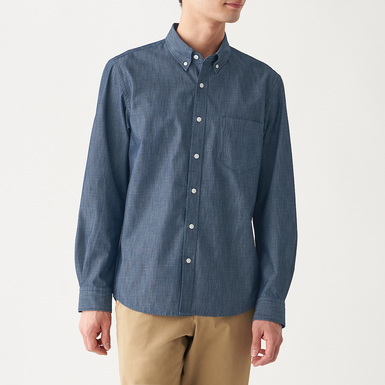 インド綿シャンブレーボタンダウンシャツ 紳士ｓ ネイビー シャツ 長袖 紳士 メンズ 通販 無印良品