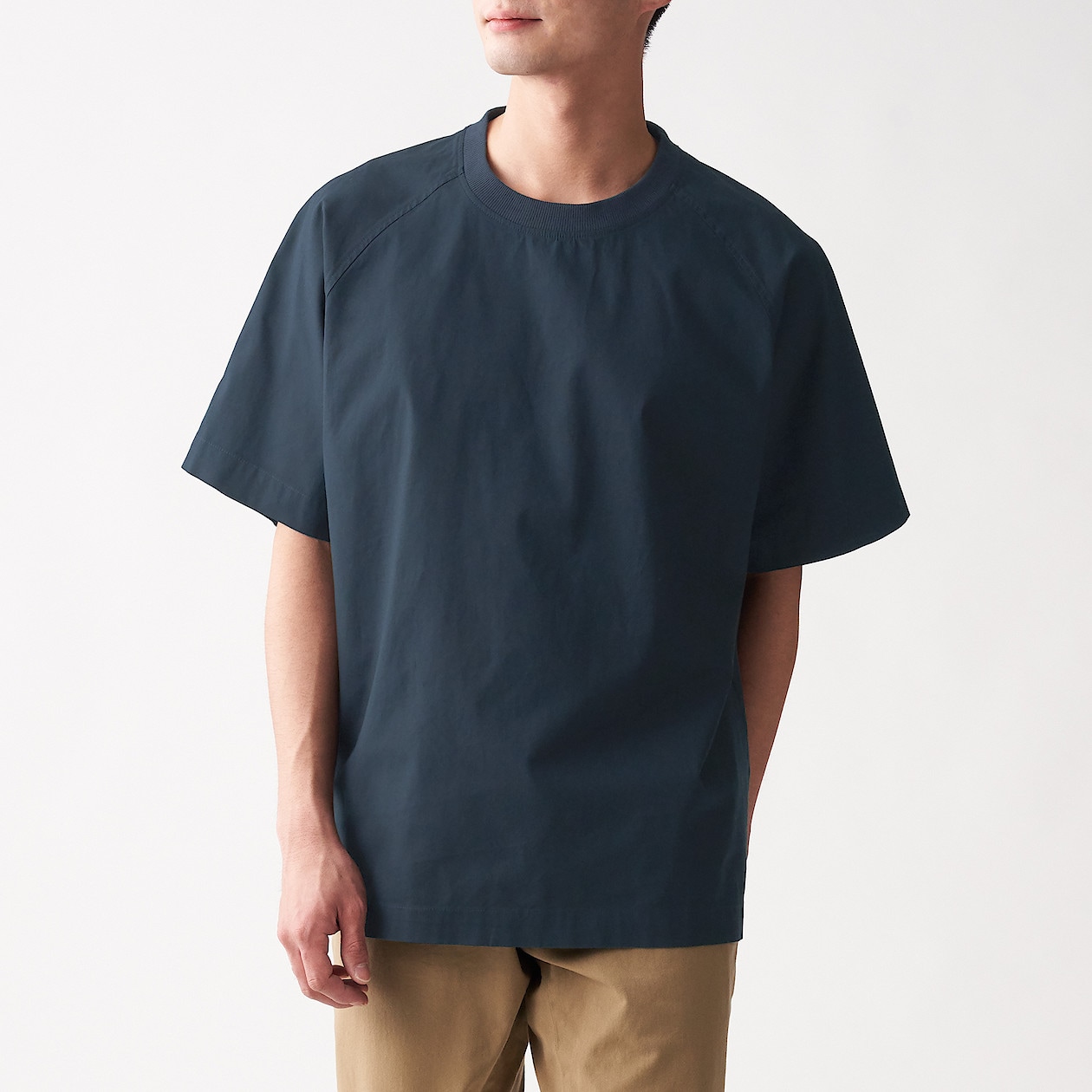 インド綿洗いざらし布帛ｔシャツ ｓ ｍ ネイビー ｔシャツ カットソー シャツ 半袖 紳士 メンズ 通販 無印良品