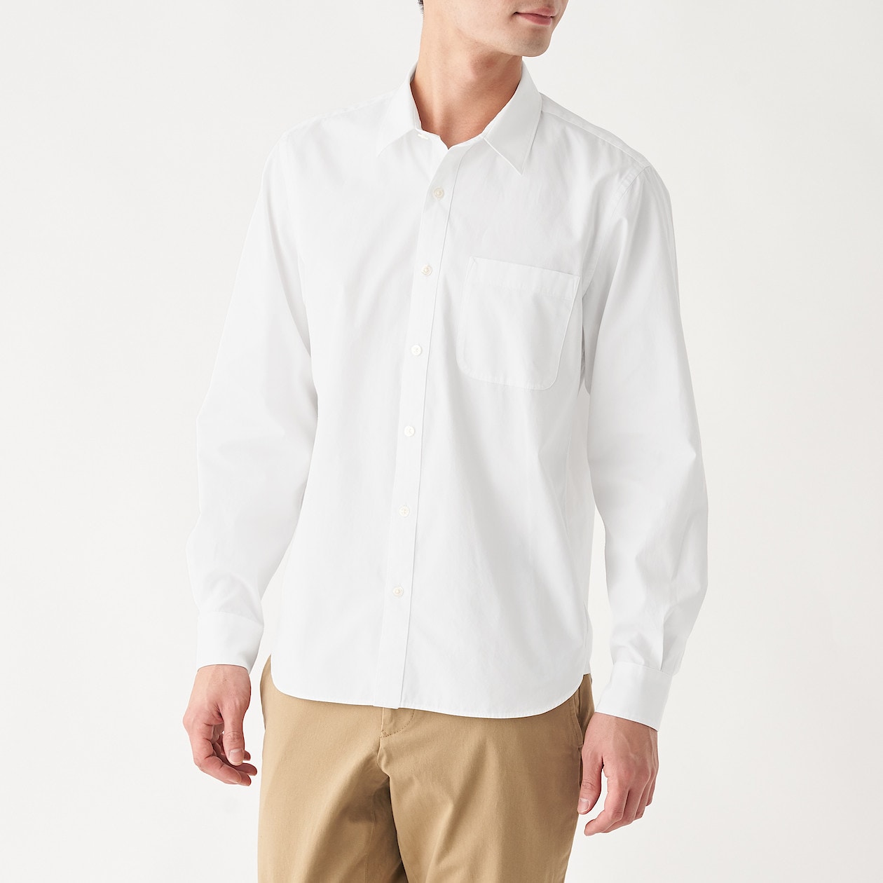 超長綿洗いざらしブロードシャツ 紳士ｍ 白 シャツ ワイシャツ 長袖 紳士 メンズ 通販 無印良品