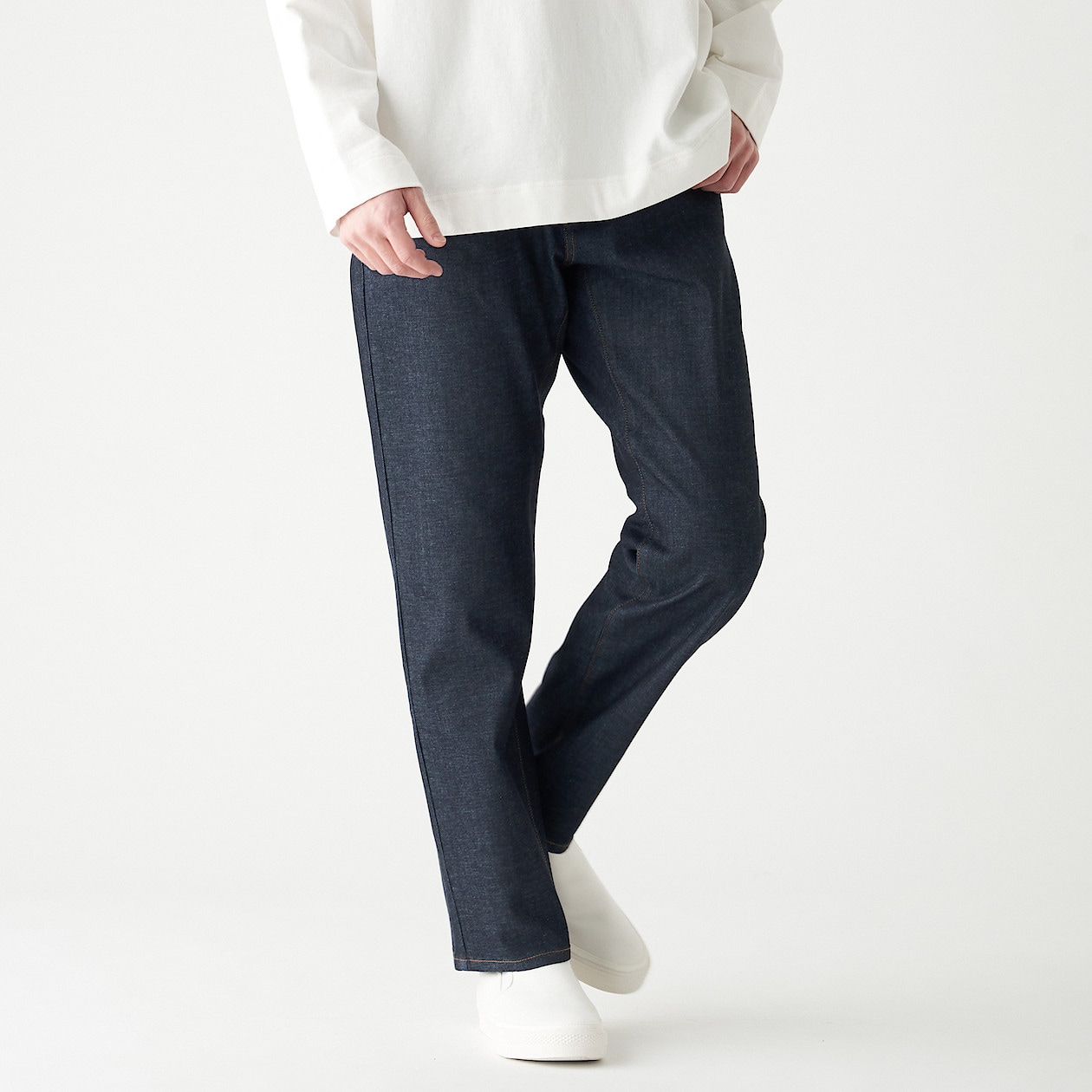 縦横ストレッチデニムストレートパンツ 股下７６ｃｍ 紳士３１ ７８ ５ｃｍ ダークネイビー パンツ 紳士 メンズ 通販 無印良品