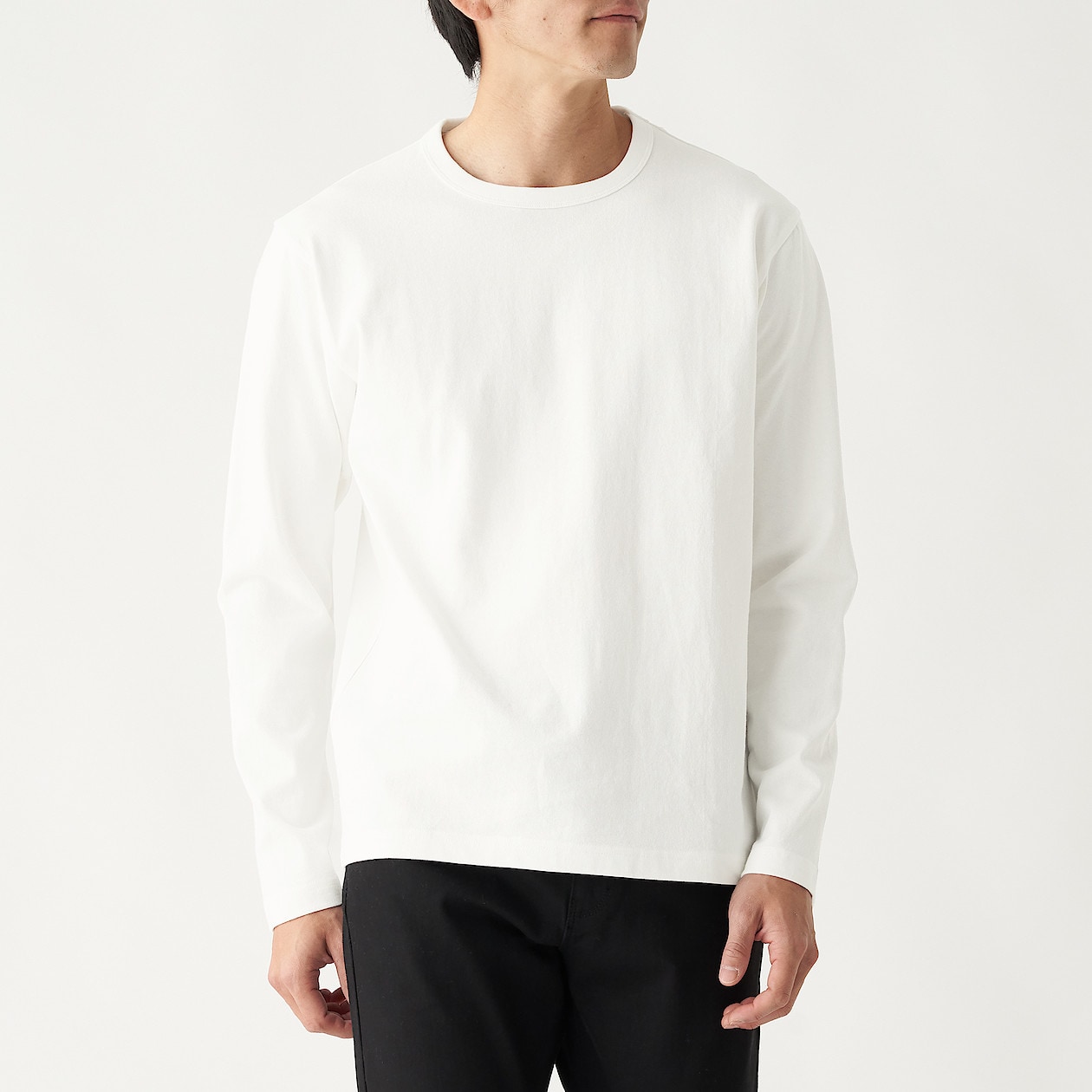 太番手 天竺編みクルーネック長袖ｔシャツ 紳士ｍ オフ白 ｔシャツ カットソー 長袖 紳士 メンズ 通販 無印良品