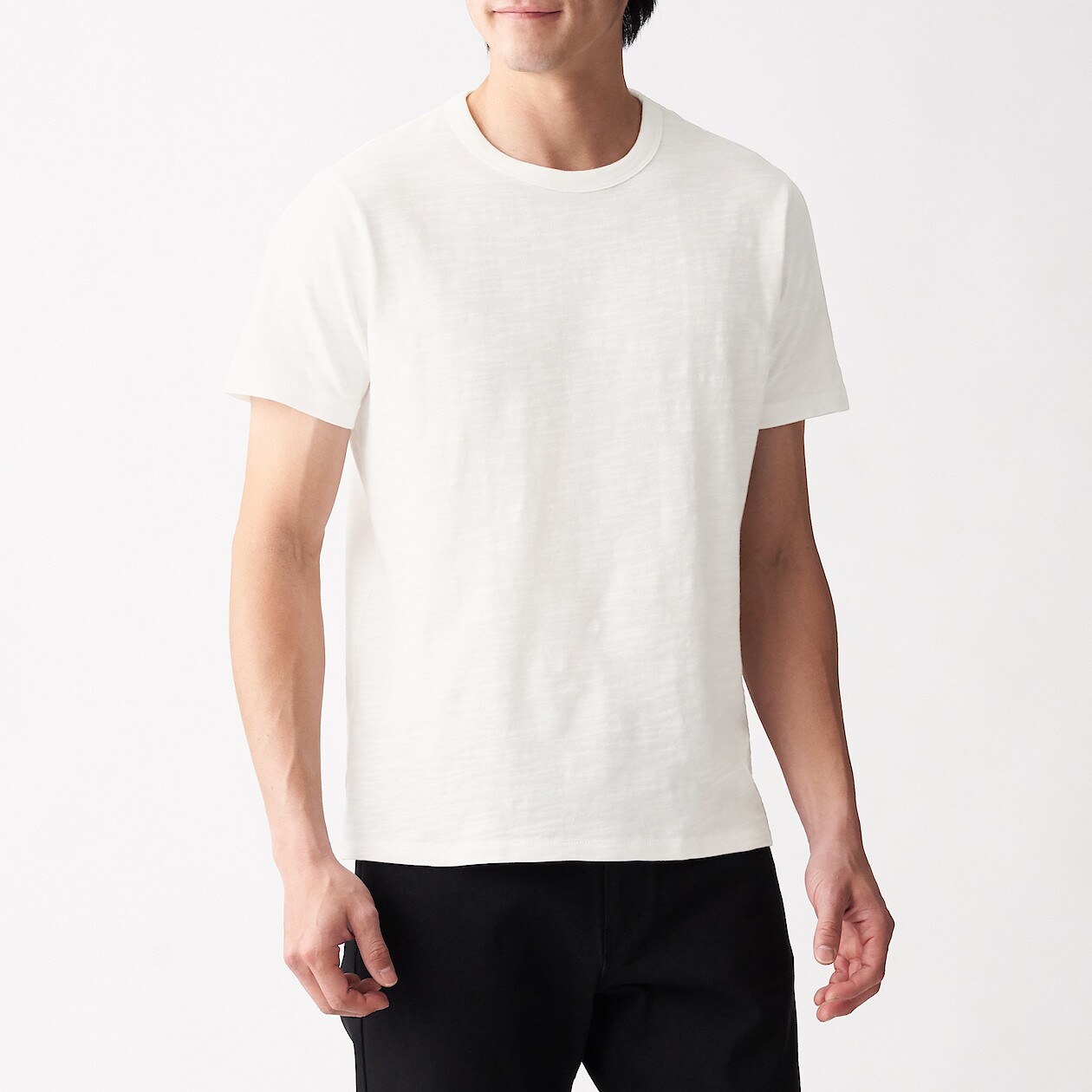 ムラ糸天竺編みクルーネック半袖ｔシャツ 紳士ｓ オフ白 ｔシャツ カットソー 半袖 紳士 メンズ 通販 無印良品