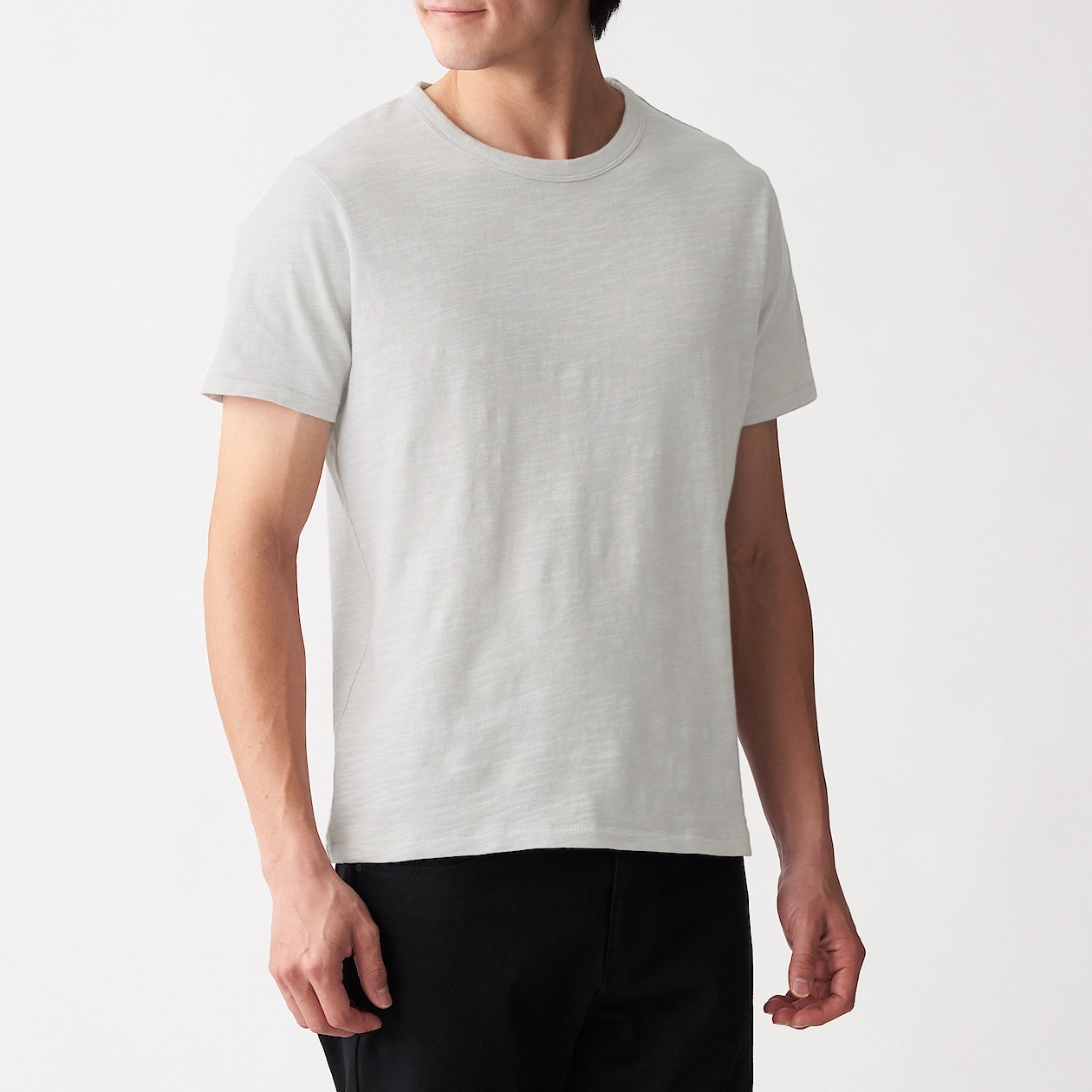 ムラ糸天竺編みクルーネック半袖ｔシャツ 紳士ｌ ライトグレー ｔシャツ カットソー シャツ 半袖 紳士 メンズ 通販 無印良品