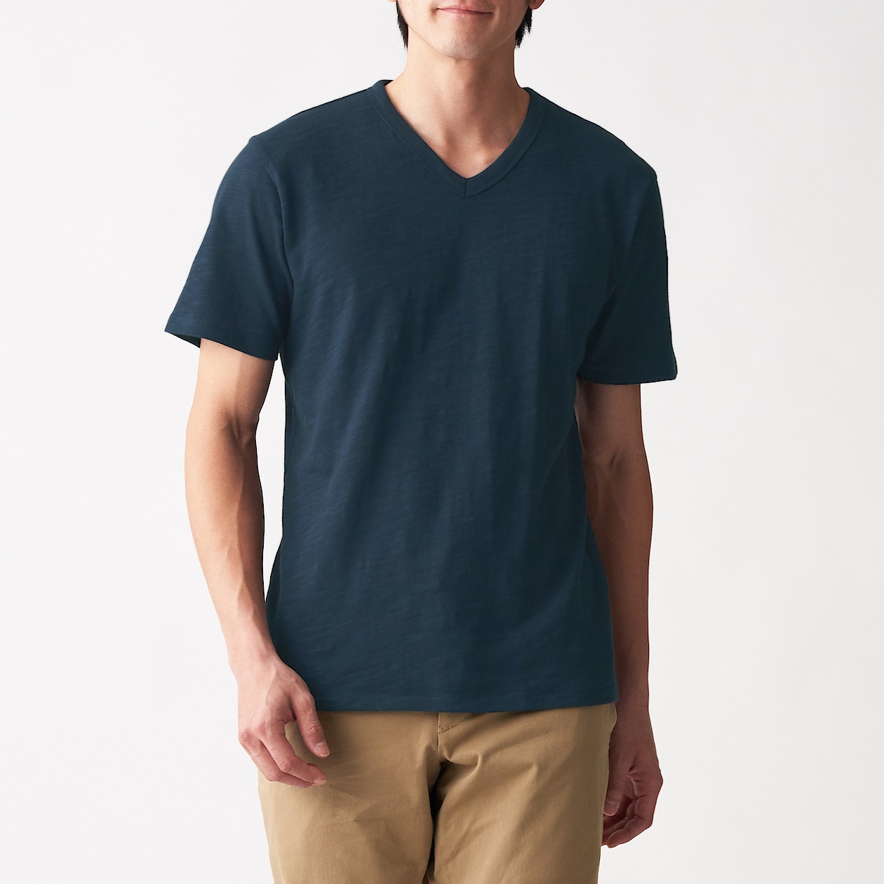 ムラ糸天竺編みｖネック半袖ｔシャツ 紳士ｌ ダークネイビー ｔシャツ カットソー 半袖 紳士 メンズ 通販 無印良品