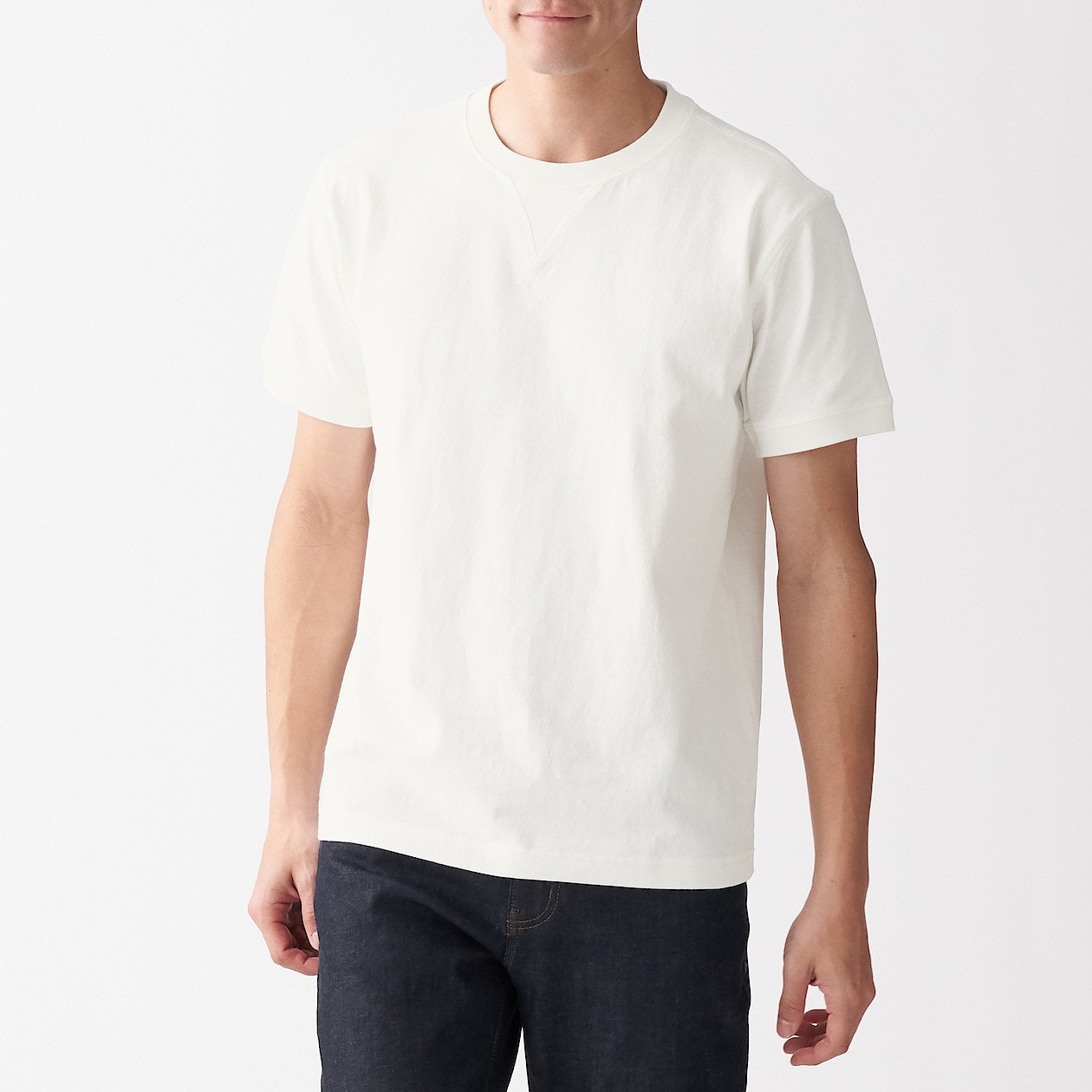 太番手 天竺編みガゼット付き半袖ｔシャツ 紳士ｍ オフ白 ｔシャツ カットソー シャツ 半袖 紳士 メンズ 通販 無印良品