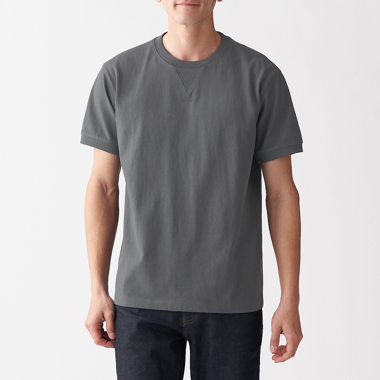 太番手 天竺編みガゼット付き半袖tシャツ 紳士l ダークグレー 通販 無印良品 太番手 天竺編みガゼット付き半袖tシャツ 紳士l ダークグレー 通販 無印良品