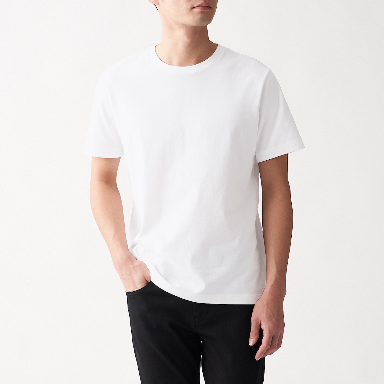 インド綿 天竺編みクルーネック半袖ｔシャツ 紳士ｌ 白 ｔシャツ カットソー 半袖 紳士 メンズ 通販 無印良品