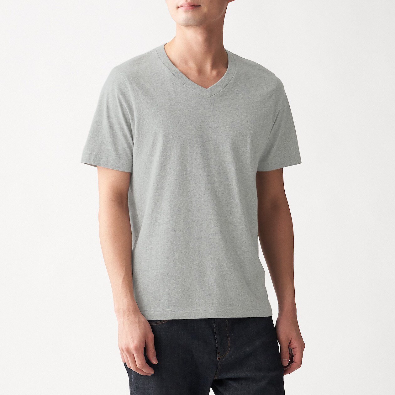 インド綿 天竺編みｖネック半袖ｔシャツ 紳士ｘｓ グレー 半袖 カットソー シャツ 紳士 通販 無印良品