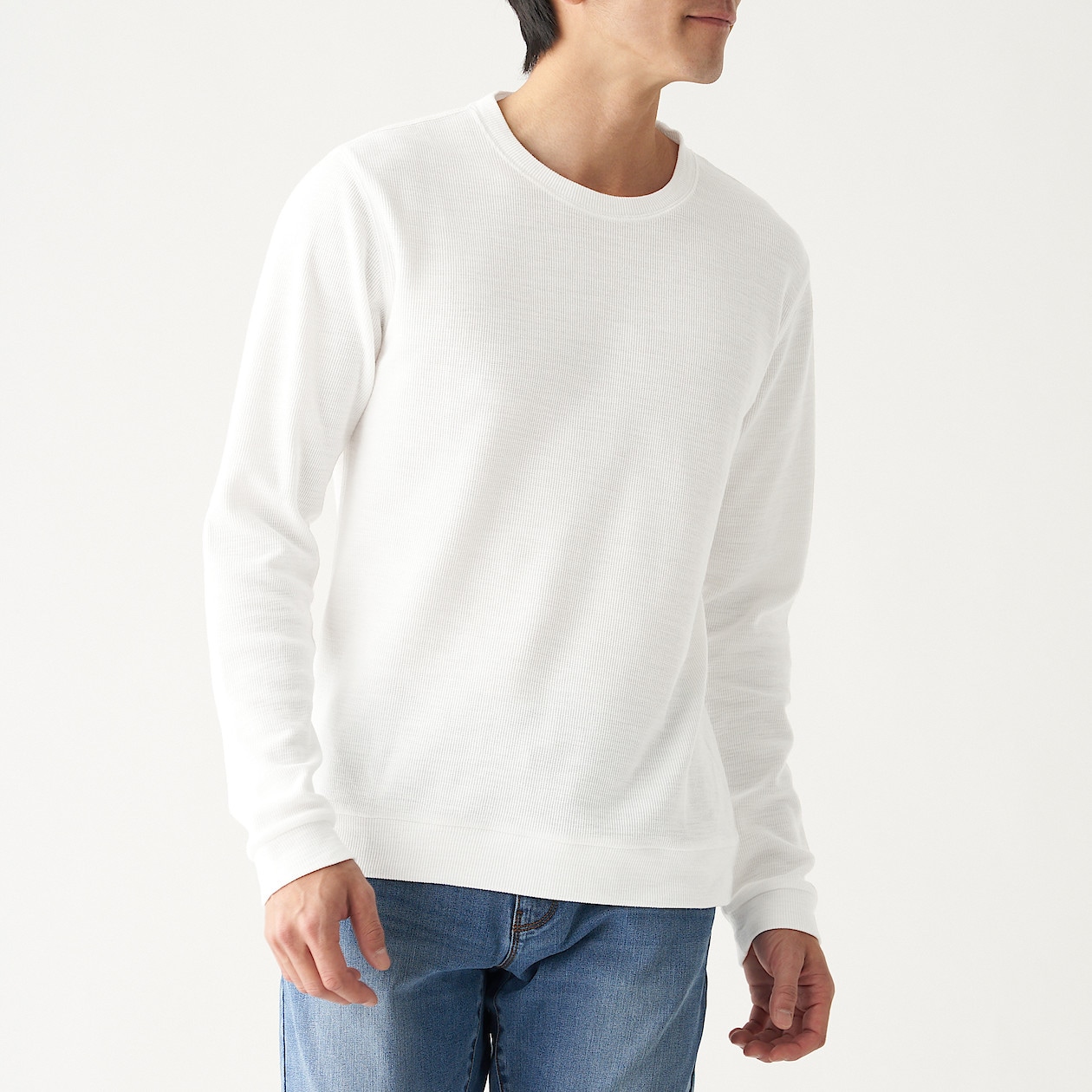 ムラ糸 ワッフル編み長袖ｔシャツ 紳士ｍ オフ白 ｔシャツ カットソー 長袖 紳士 メンズ 通販 無印良品