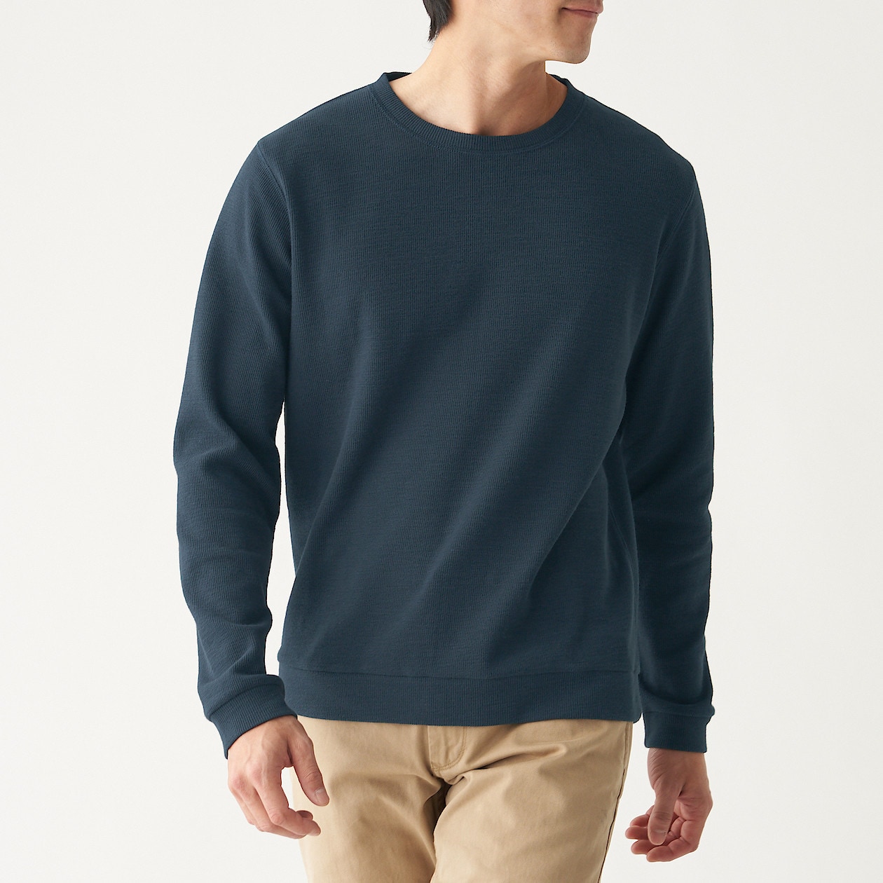 ムラ糸 ワッフル編み長袖tシャツ 紳士s ダークネイビー 通販 無印良品 ムラ糸 ワッフル編み長袖tシャツ 紳士s ダークネイビー 通販 無印良品