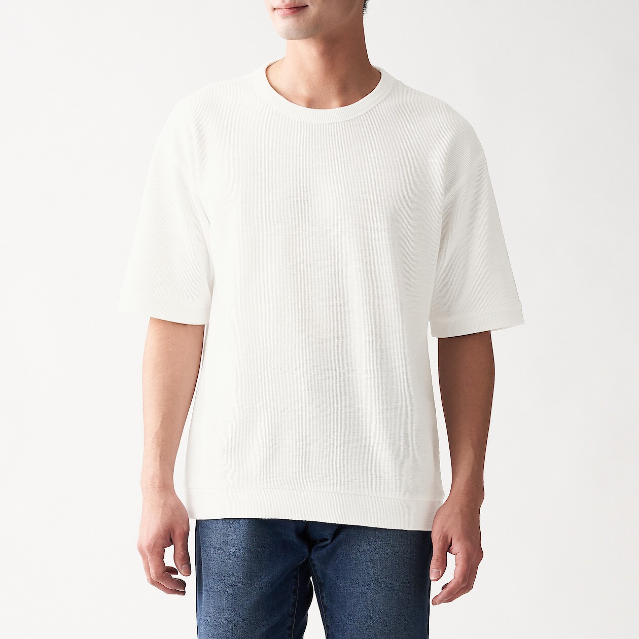 ムラ糸 ワッフル編み半袖ｔシャツ 紳士ｓ オフ白 ｔシャツ カットソー シャツ 半袖 紳士 メンズ 通販 無印良品