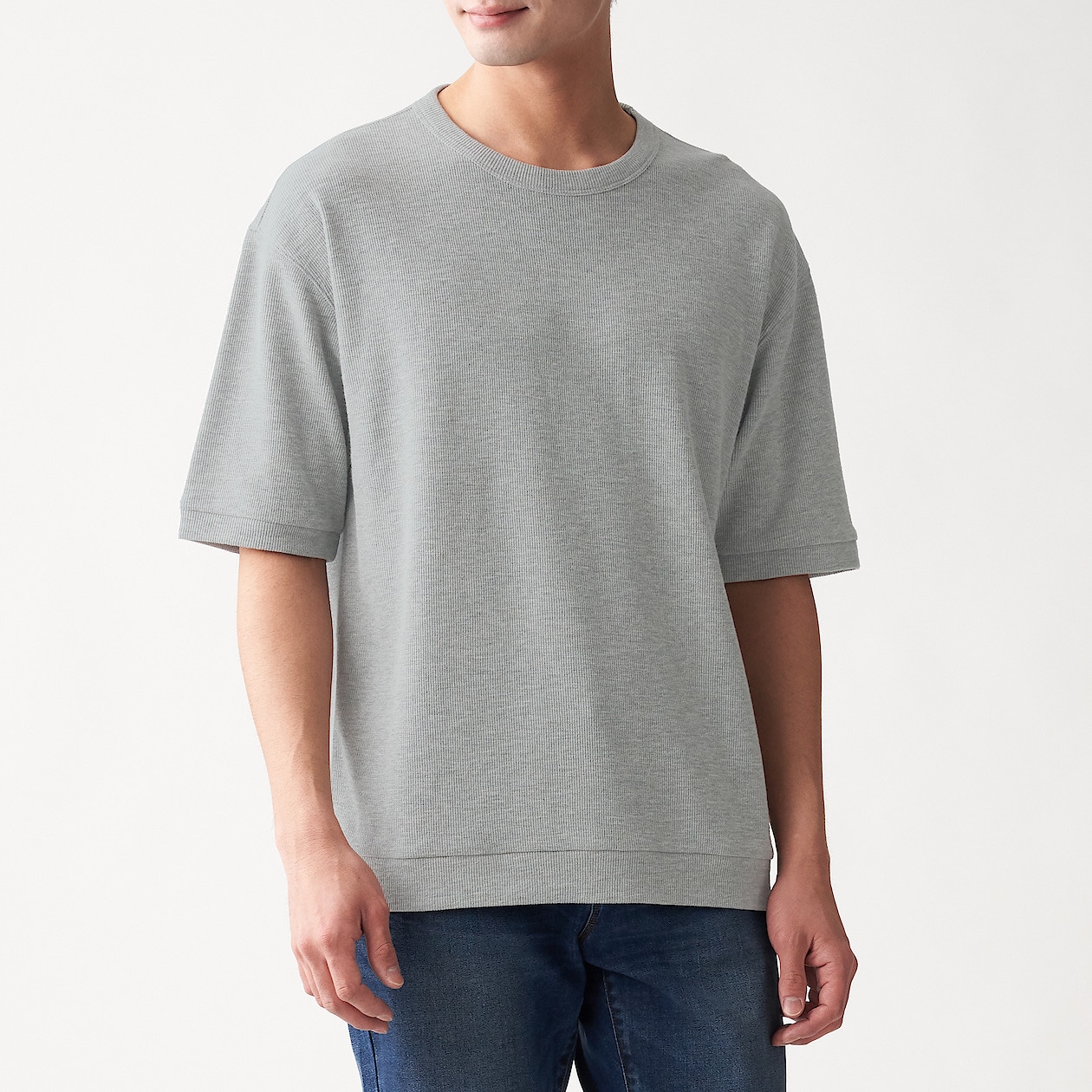 ムラ糸 ワッフル編み半袖tシャツ 紳士s グレー tシャツ カットソー 半袖 紳士 メンズ 通販 無印良品 ムラ糸 ワッフル編み半袖tシャツ 紳士s グレー tシャツ カットソー 半袖 紳士 メンズ 通販 無印良品