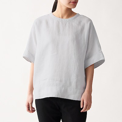 オーガニックリネン洗いざらし半袖ブラウス 婦人ｍ ｌ シルバーグレー 通販 無印良品