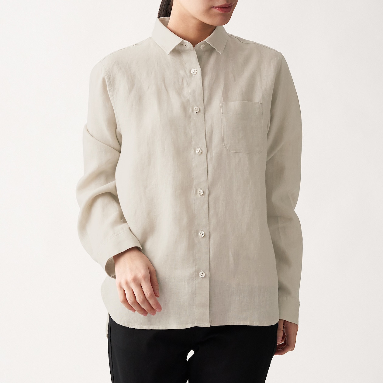 オーガニックリネン洗いざらしシャツ 婦人ｘｌ ペールブラウン シャツ ブラウス 長袖 七分袖 婦人 レディース 通販 無印良品