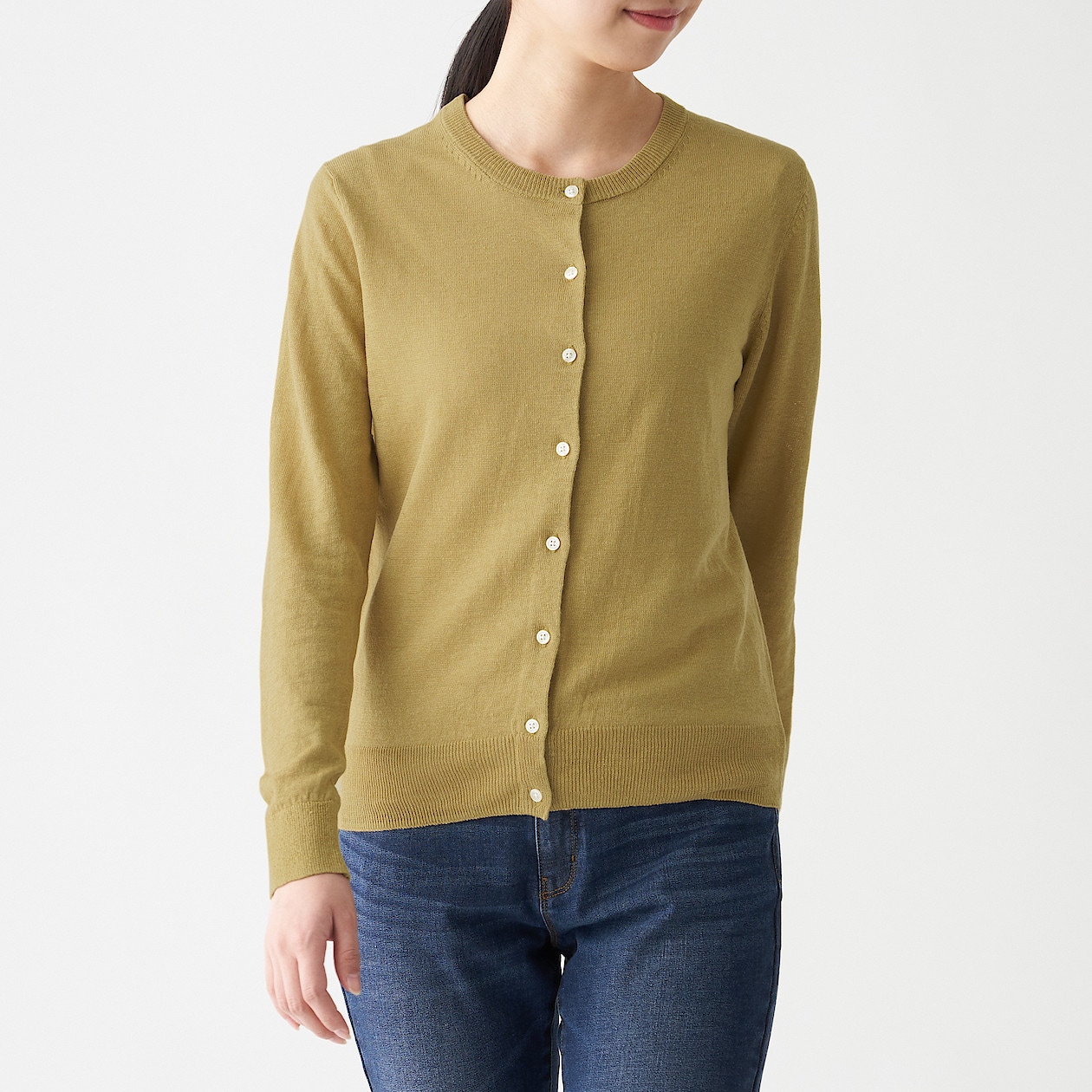 ｕｖカットフレンチリネンクルーネックカーディガン 婦人ｍ マスタード カーディガン 婦人 レディース 通販 無印良品