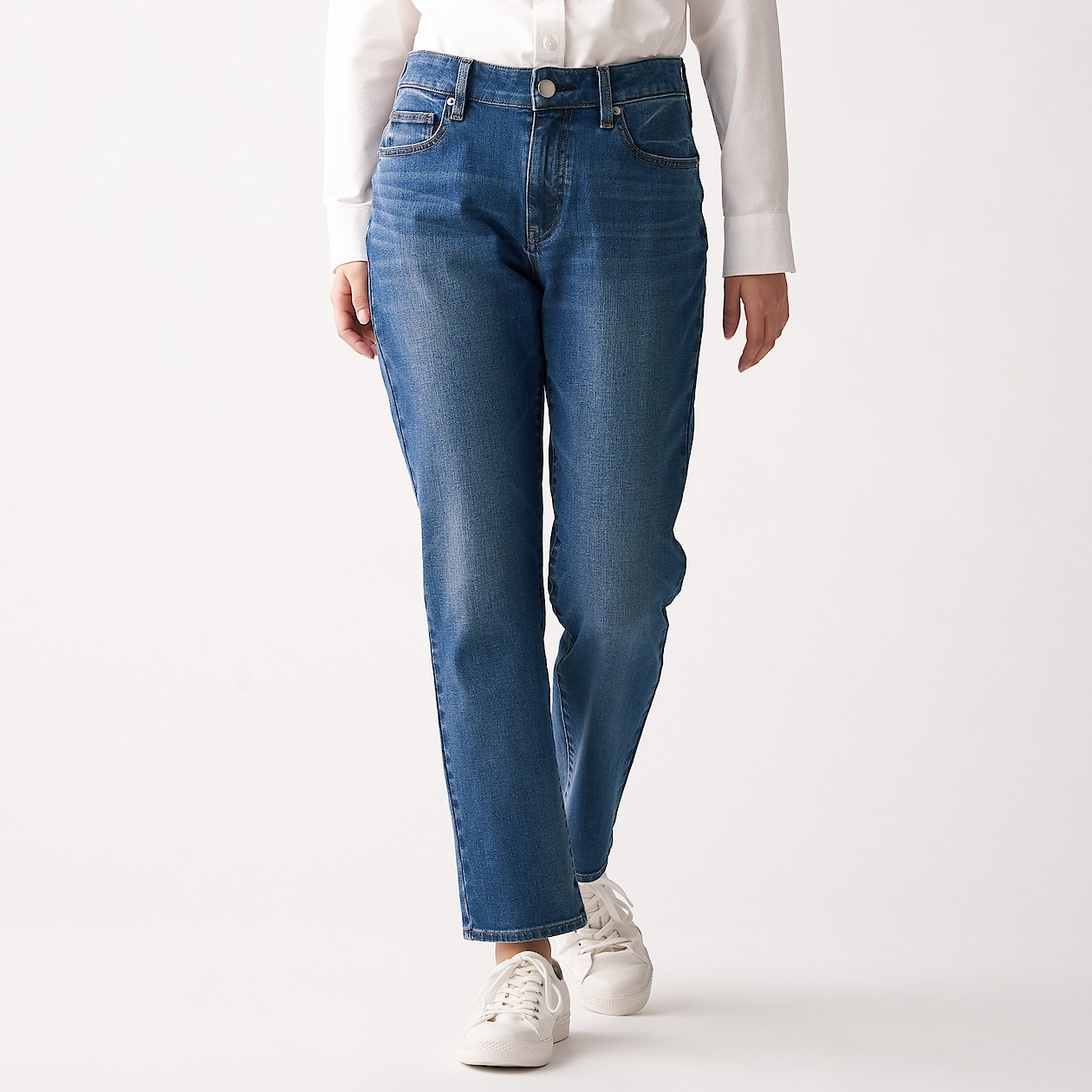 縦横ストレッチデニムボーイフィットパンツ 婦人２１ ５３ ５ｃｍ ブルー パンツ 婦人 レディース 通販 無印良品