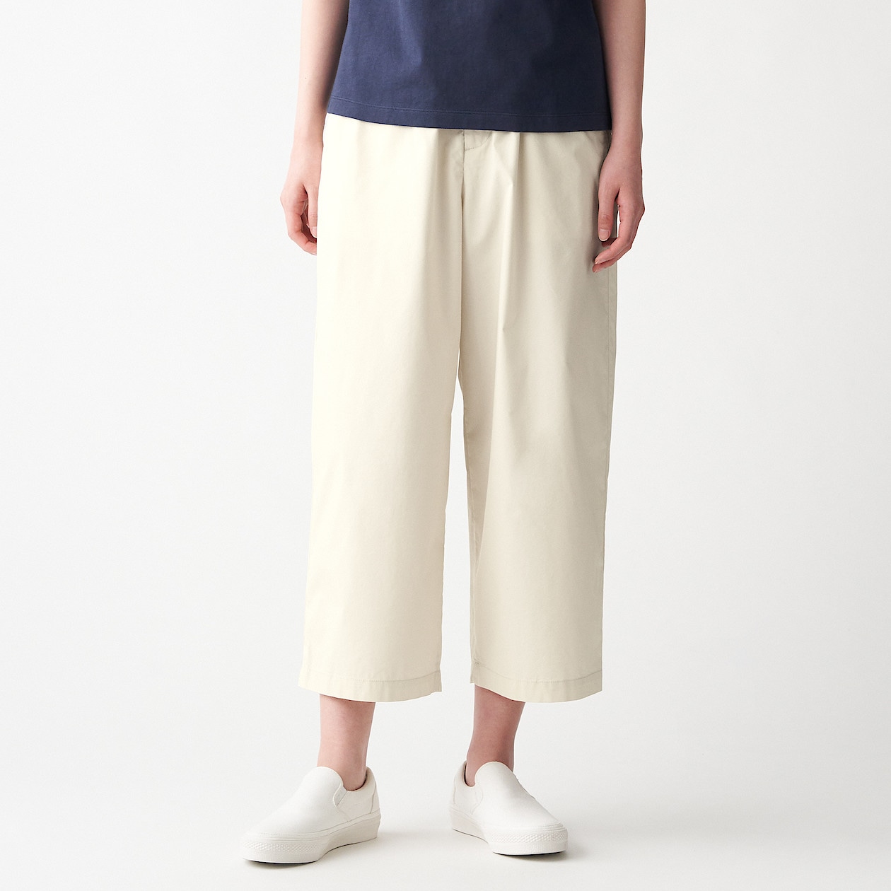 ストレッチ高密度織りクロップドワイドパンツ 婦人ｍ アイボリー パンツ 婦人 レディース 通販 無印良品