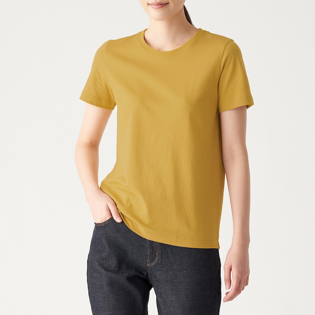 インド綿天竺編みクルーネック半袖ｔシャツ 婦人ｘｓ マスタード Tシャツ カットソー 半袖 婦人 レディース 通販 無印良品