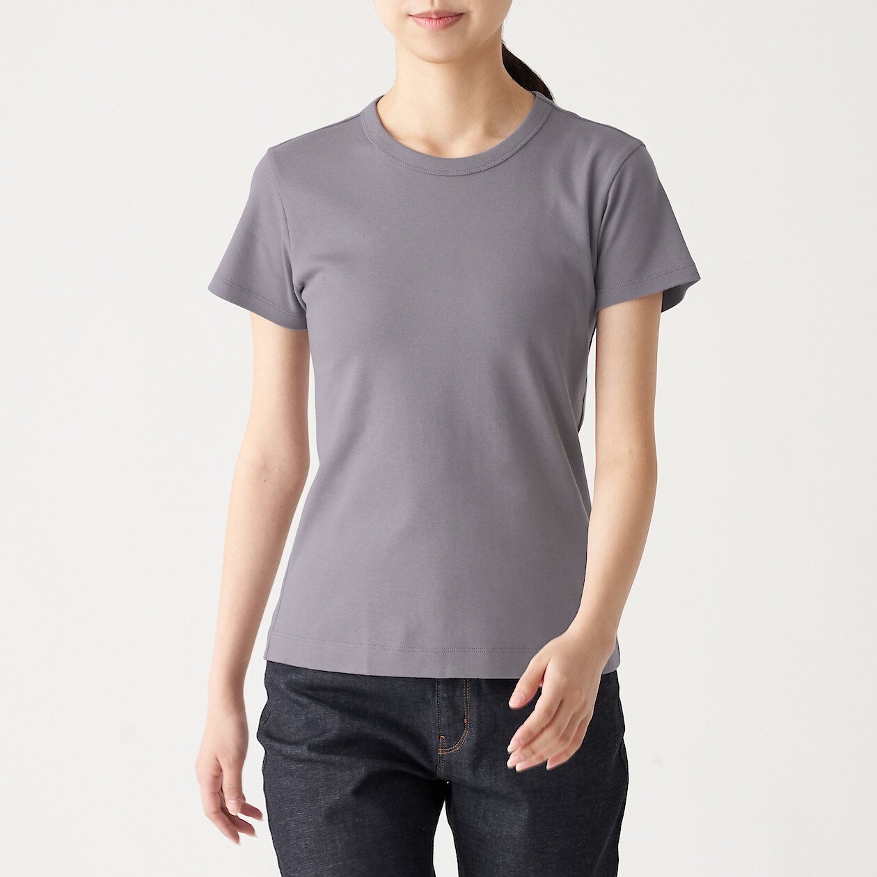汗じみしにくいフライス編みクルーネック半袖ｔシャツ 婦人ｘｓ スモーキーパープル Tシャツ カットソー 半袖 婦人 レディース 通販 無印 良品
