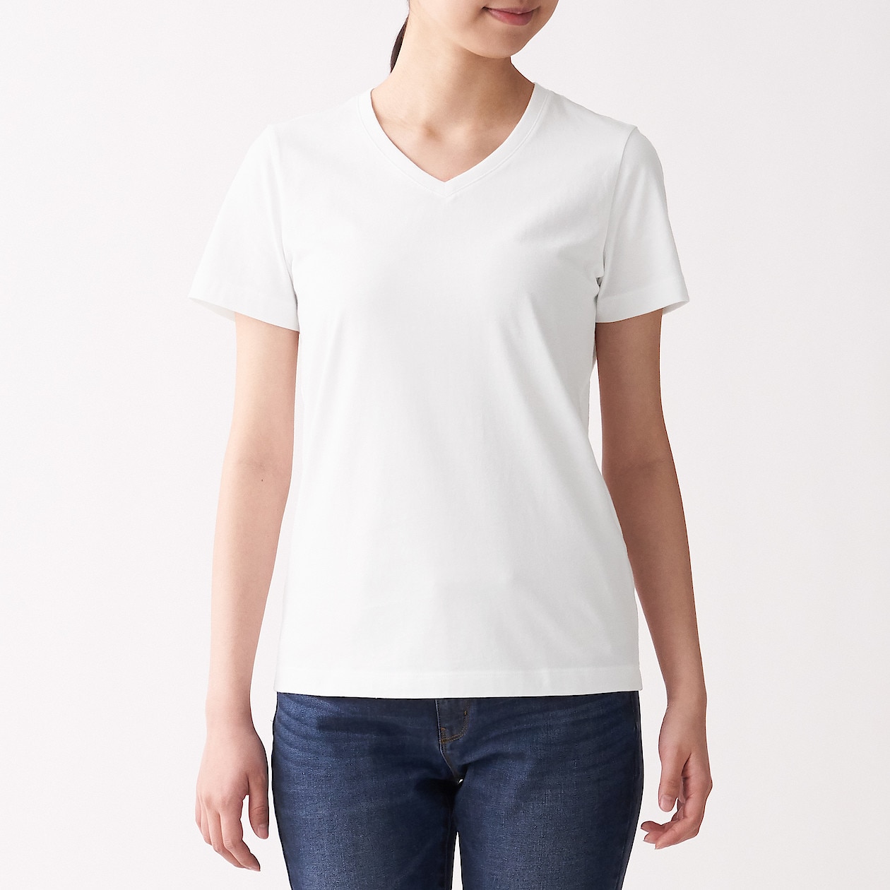 インド綿天竺編みｖネック半袖ｔシャツ 白 婦人ｍ 白 Tシャツ カットソー 半袖 婦人 レディース 通販 無印良品