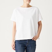 太番手天竺編みボートネックワイドｔシャツ 半袖 無地 ボーダー 婦人ｘｓ ｓ 白 Tシャツ カットソー 半袖 婦人 レディース 通販 無印良品